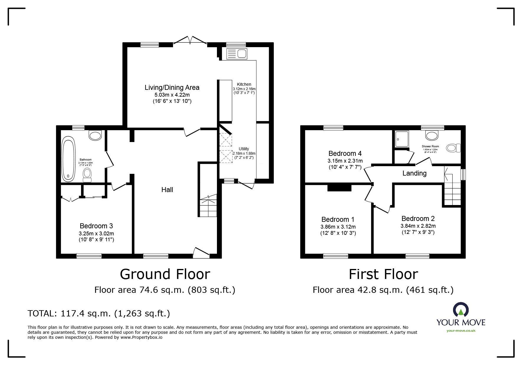 Floorplan of 4 bedroom End Terrace House for sale, Station Road, Lydd, Kent, TN29