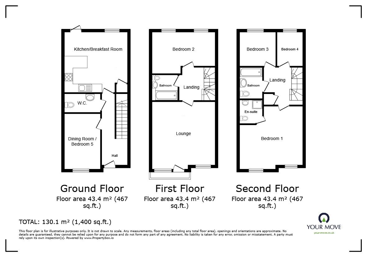 Floorplan of 5 bedroom Mid Terrace House for sale, Billington Grove, Willesborough, Kent, TN24