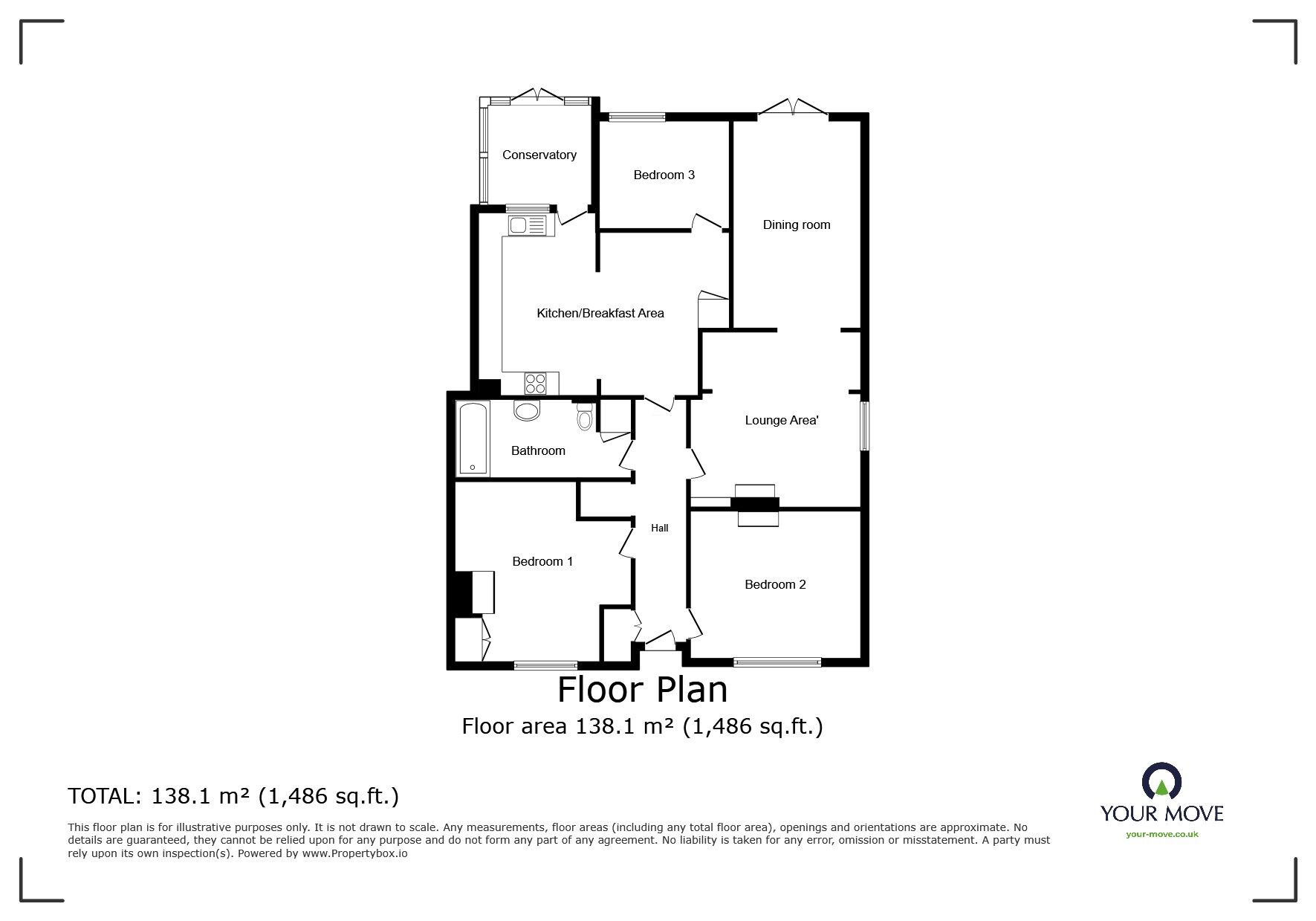 Floorplan of 3 bedroom Semi Detached Bungalow for sale, Ashford Road, Bethersden, Kent, TN26