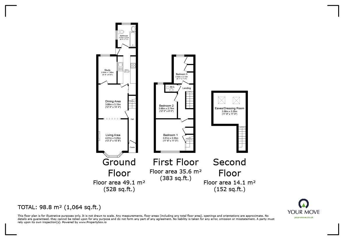 Floorplan of 3 bedroom End Terrace House for sale, Earlsworth Road, Willesborough, Kent, TN24