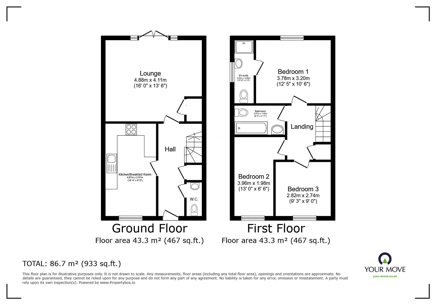 Floorplan of 3 bedroom Semi Detached House for sale, Ryeland Way, Kingsnorth, Kent, TN25