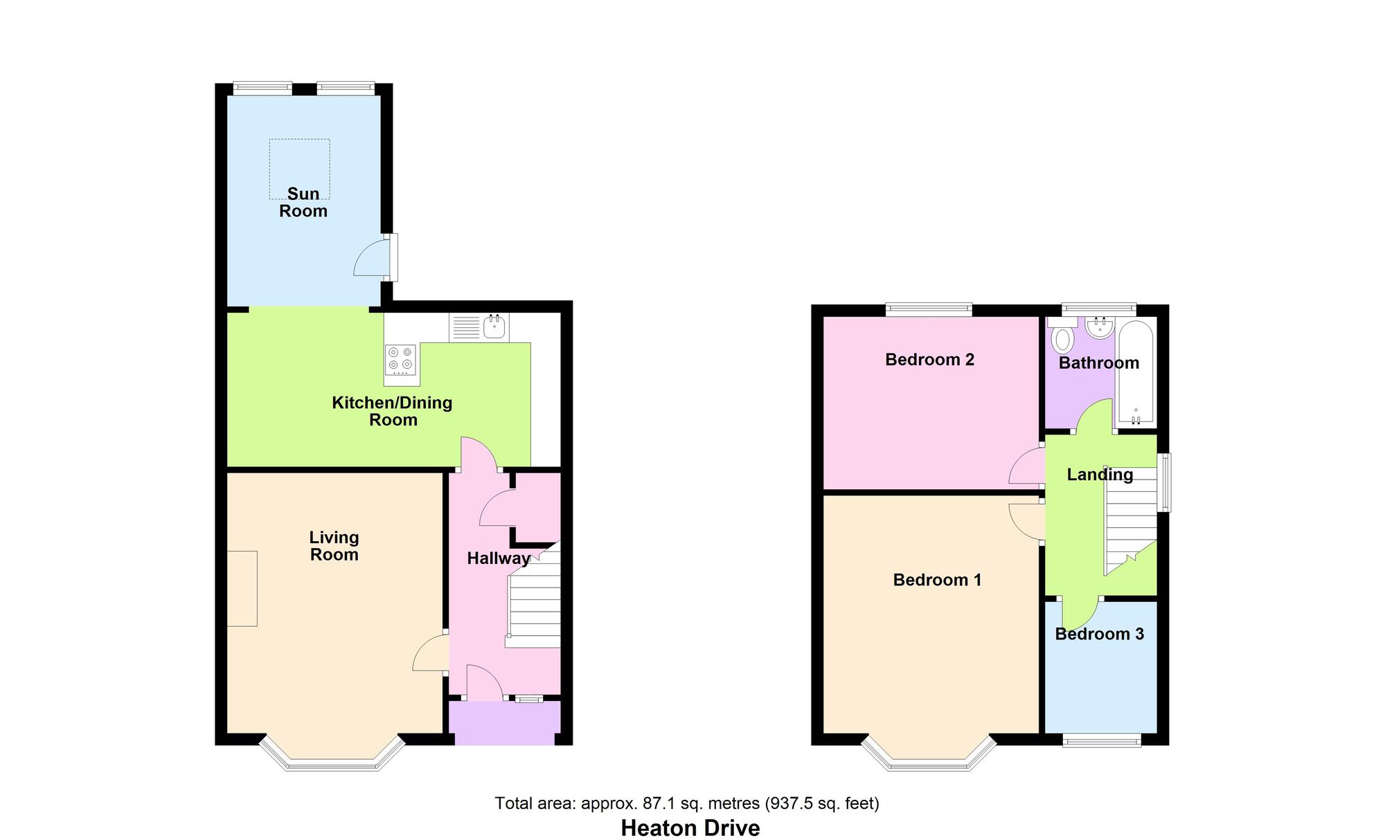 Floorplan of 3 bedroom Semi Detached House for sale, Heaton Drive, Baildon, West Yorkshire, BD17