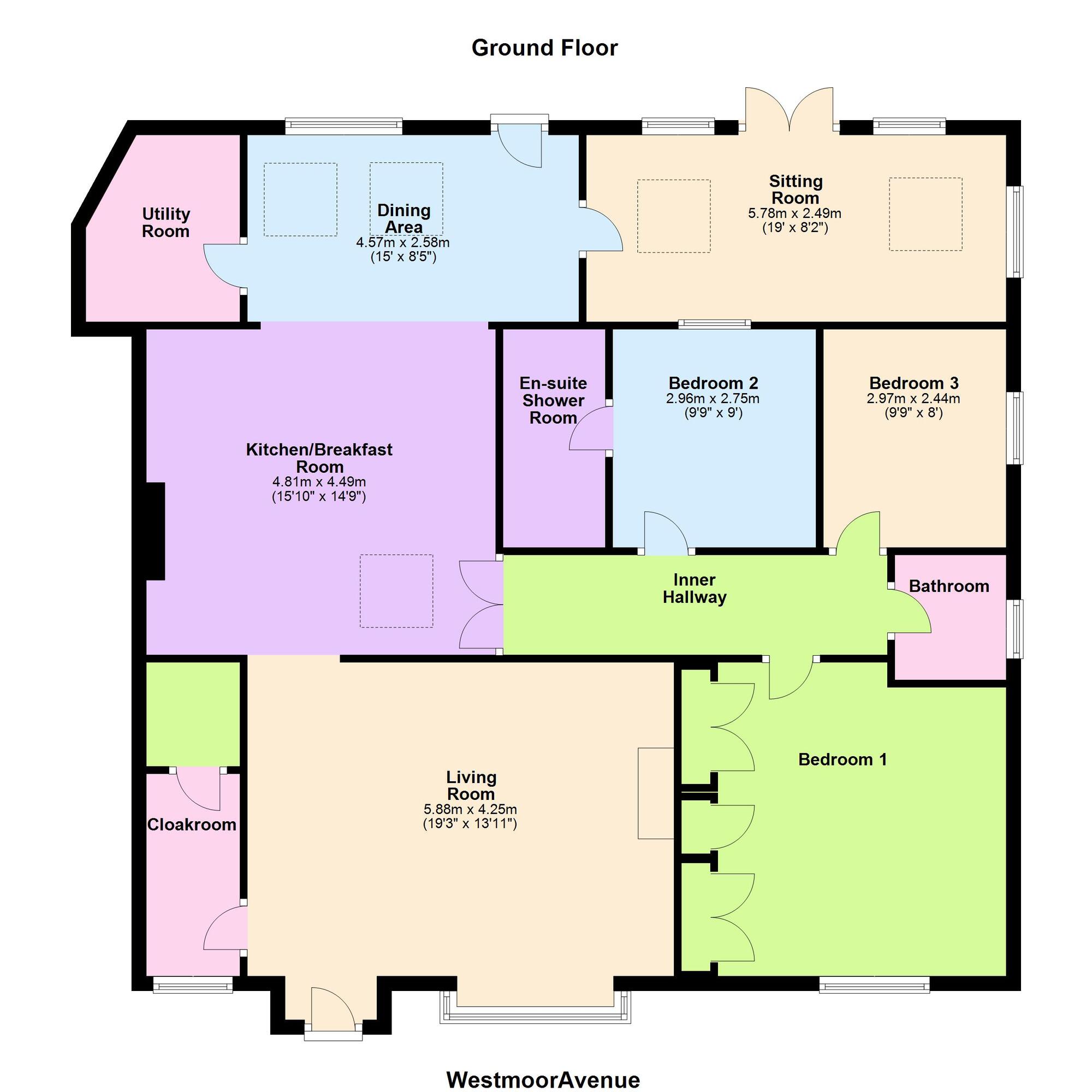 Floorplan of 3 bedroom Semi Detached Bungalow for sale, Westmoor Avenue, Baildon, West Yorkshire, BD17