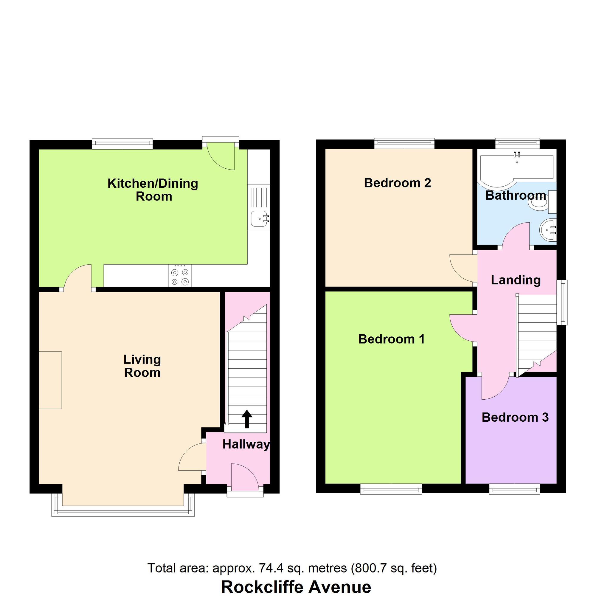 Floorplan of 3 bedroom Semi Detached House for sale, Rockcliffe Avenue, Baildon, West Yorkshire, BD17