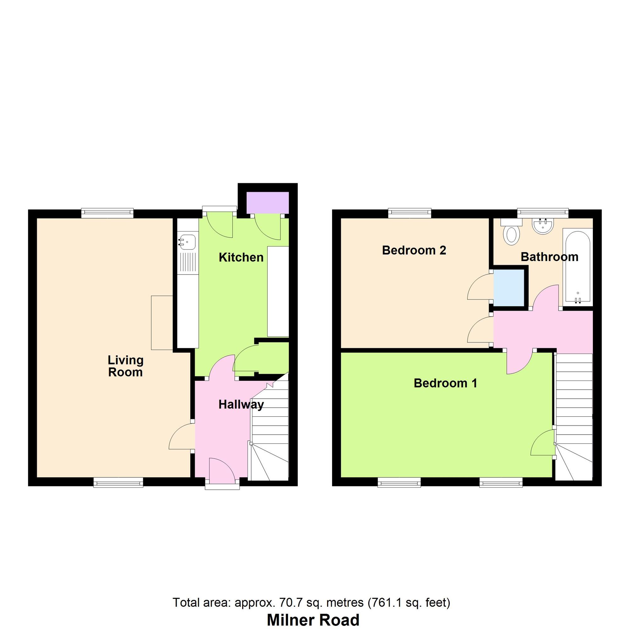 Floorplan of 2 bedroom Mid Terrace House for sale, Milner Road, Baildon, West Yorkshire, BD17