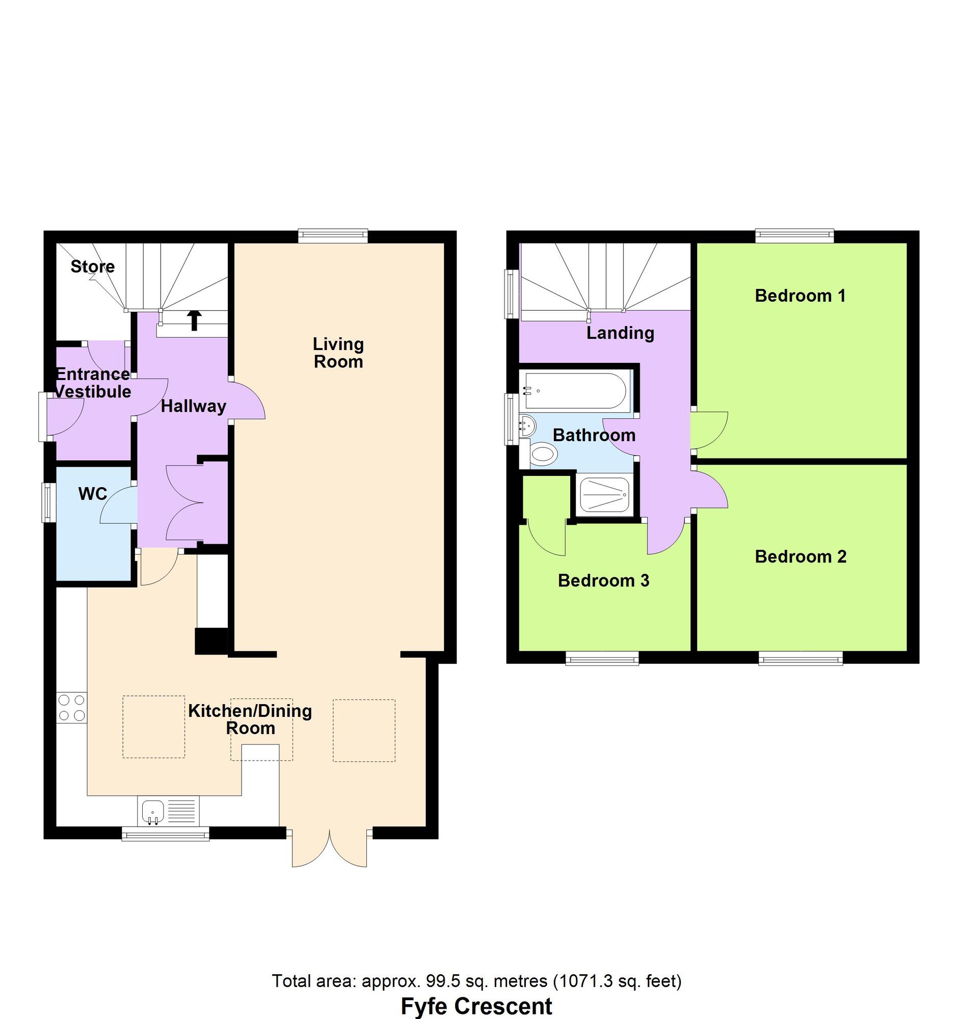 Floorplan of 3 bedroom Semi Detached House for sale, Fyfe Crescent, Baildon, West Yorkshire, BD17