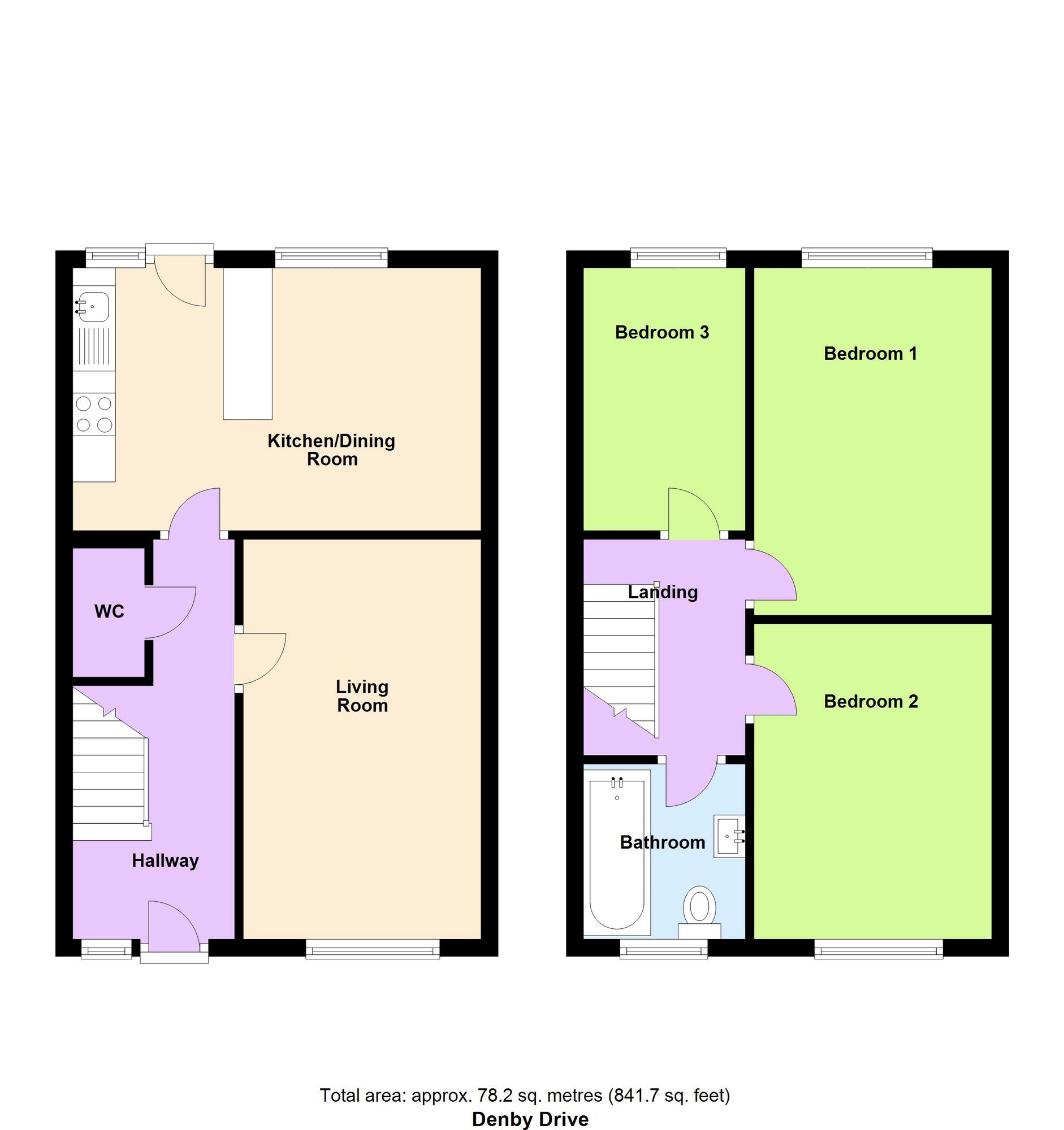 Floorplan of 3 bedroom Semi Detached House for sale, Denby Drive, Baildon, West Yorkshire, BD17