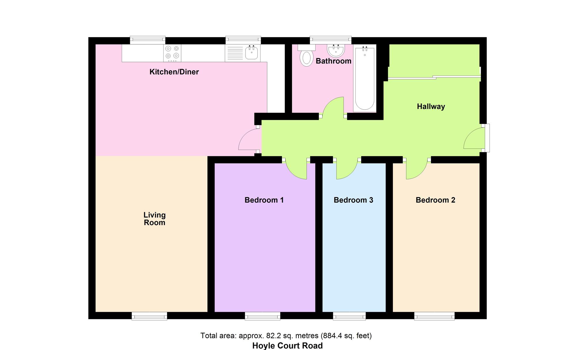 Floorplan of 3 bedroom  Flat for sale, Hoyle Court Road, Baildon, West Yorkshire, BD17