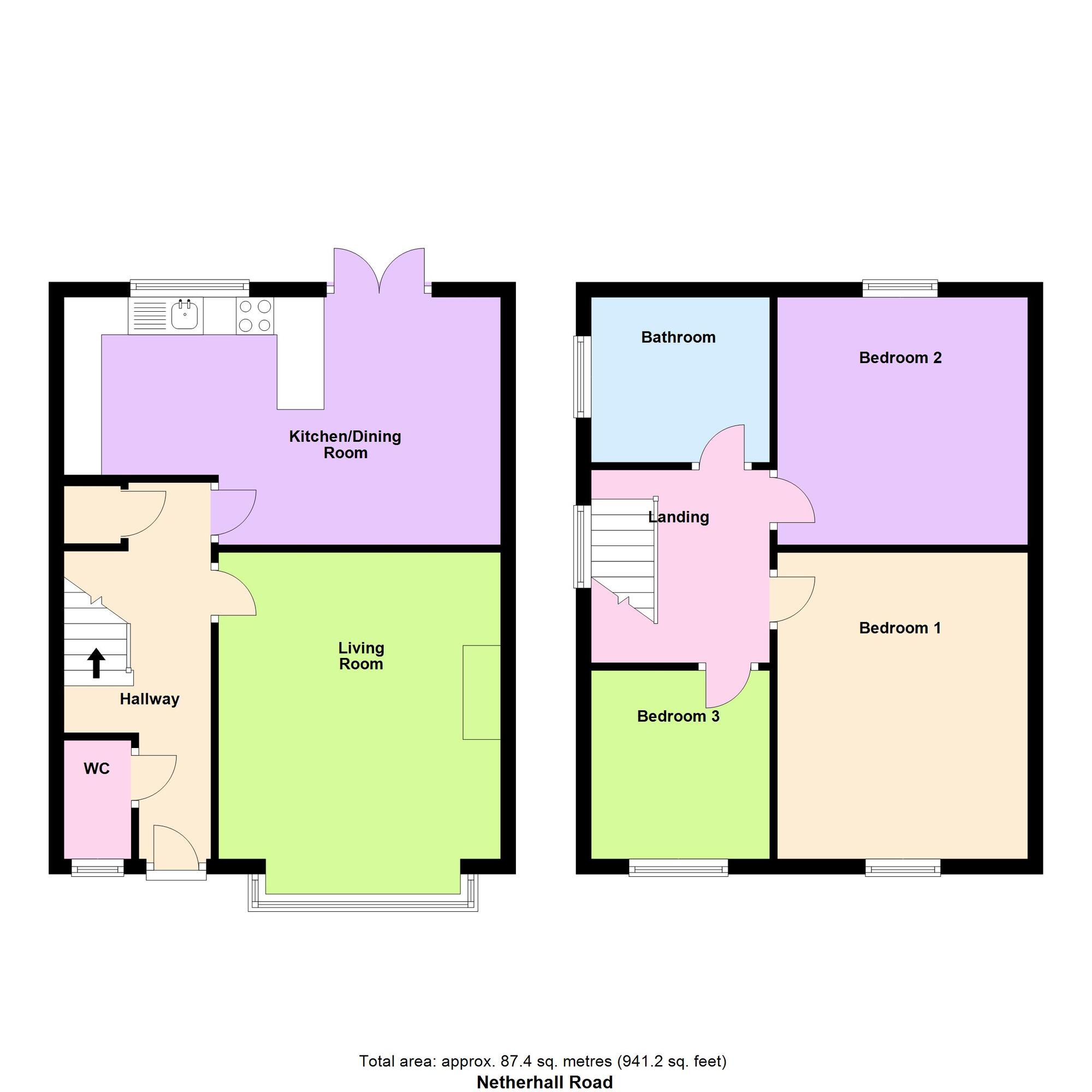 Floorplan of 3 bedroom Semi Detached House for sale, Netherhall Road, Baildon, West Yorkshire, BD17