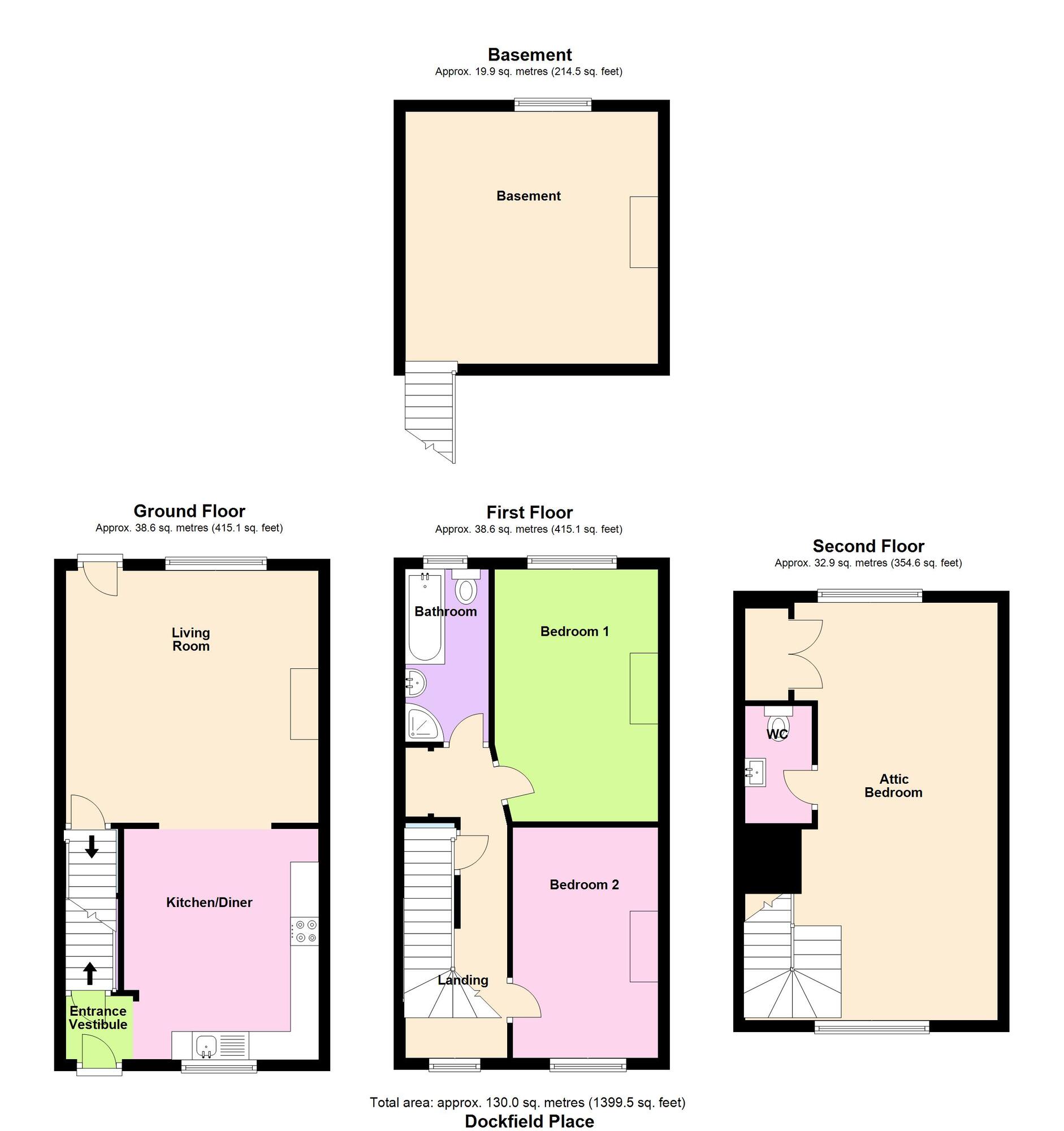 Floorplan of 3 bedroom Mid Terrace House for sale, Dockfield Place, Shipley, West Yorkshire, BD17