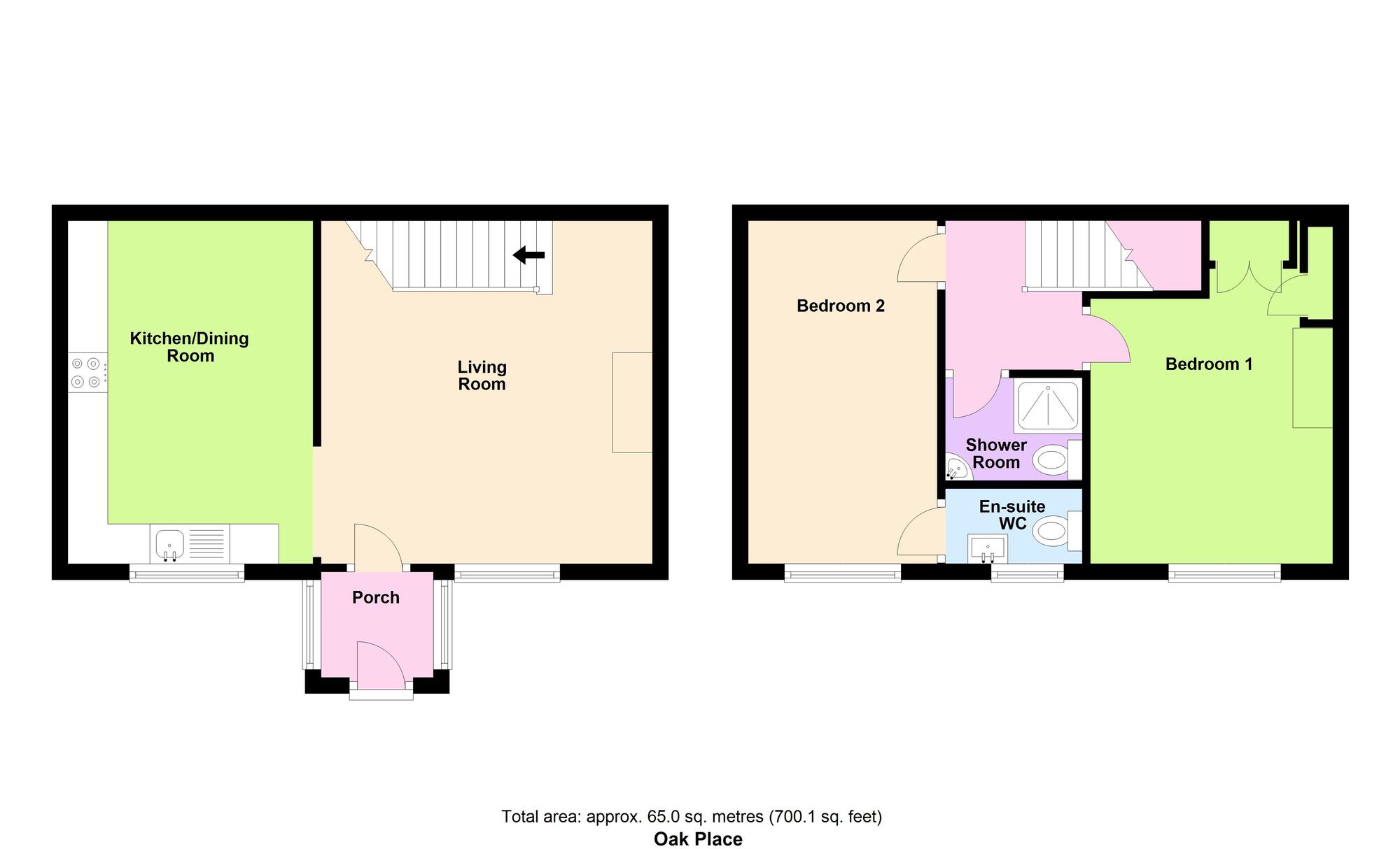 Floorplan of 2 bedroom Mid Terrace House for sale, Oak Place, Baildon, West Yorkshire, BD17