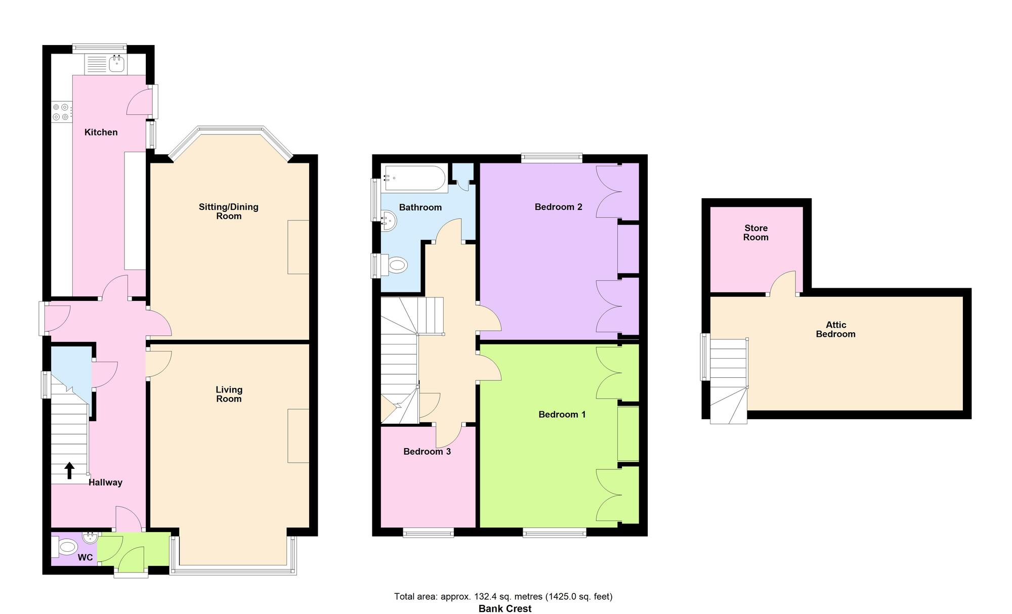 Floorplan of 4 bedroom Semi Detached House for sale, Bank Crest, Baildon, West Yorkshire, BD17