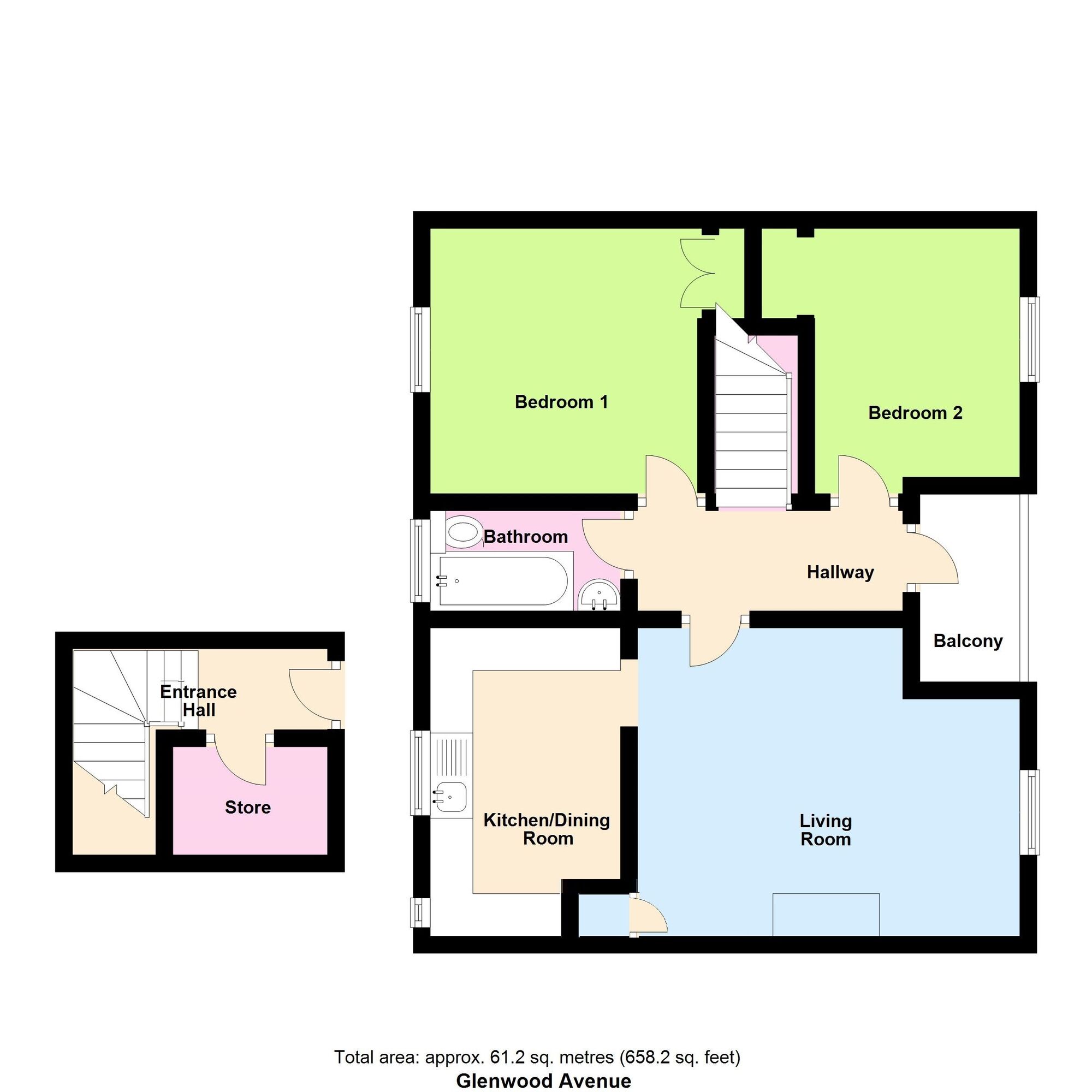 Floorplan of 2 bedroom  Flat for sale, Glenwood Avenue, Baildon, West Yorkshire, BD17