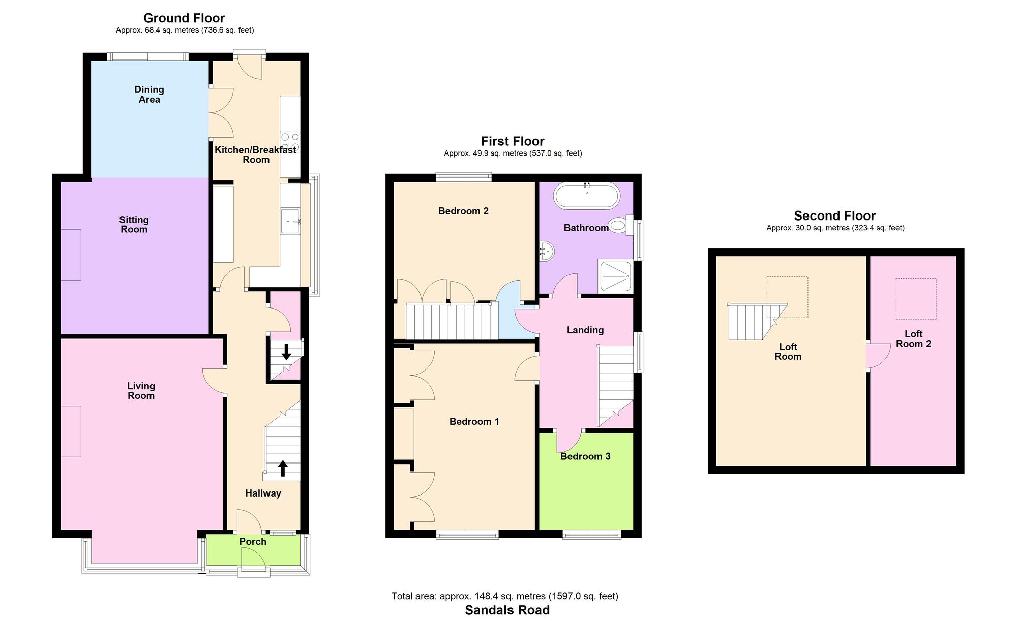 Floorplan of 3 bedroom Semi Detached House for sale, Sandals Road, Baildon, West Yorkshire, BD17