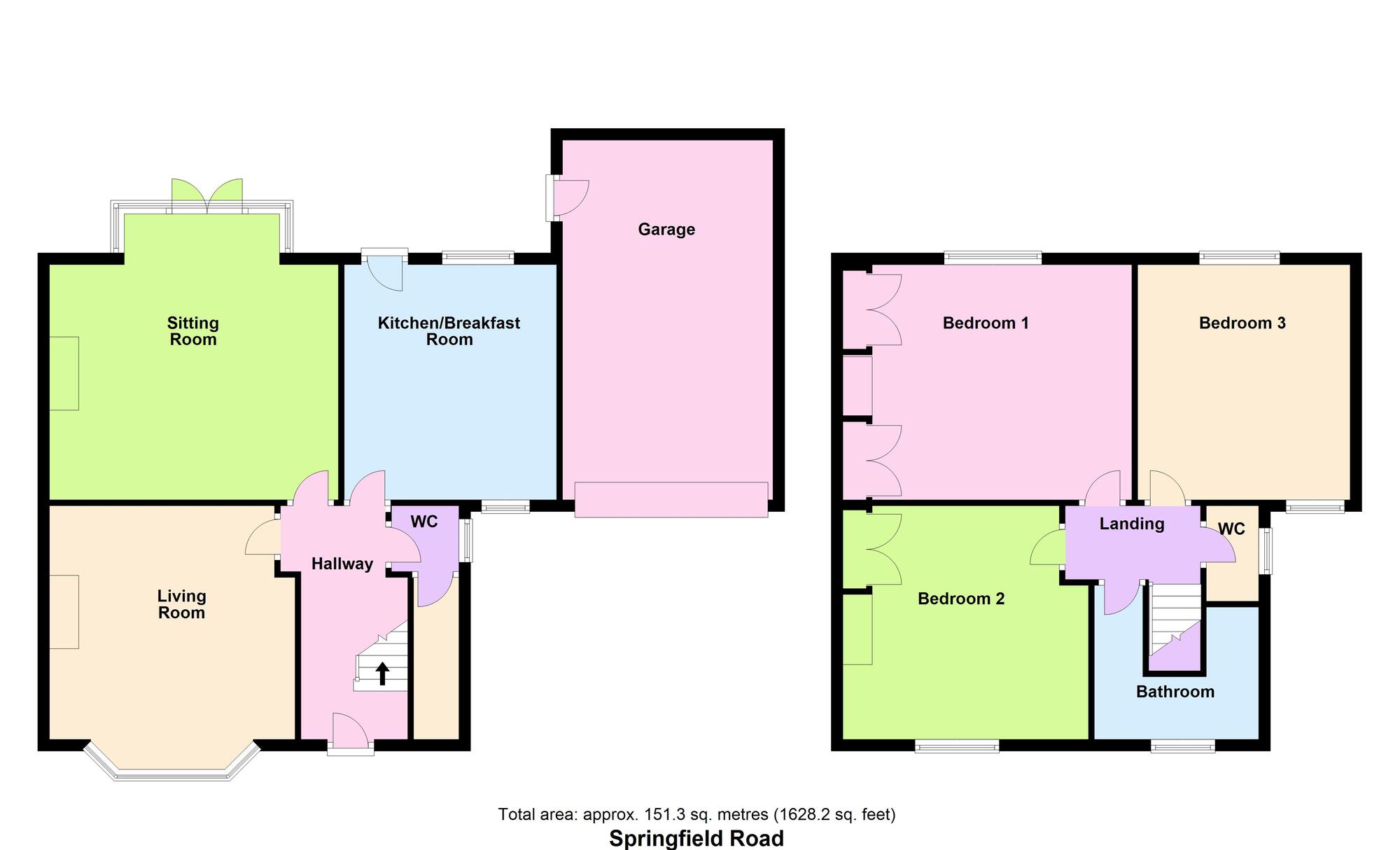 Floorplan of 3 bedroom Semi Detached House for sale, Springfield Road, Baildon, West Yorkshire, BD17