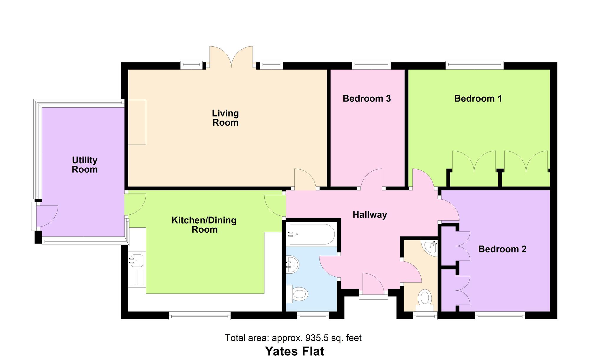 Floorplan of 3 bedroom Detached House for sale, Yates Flat, Shipley, West Yorkshire, BD18