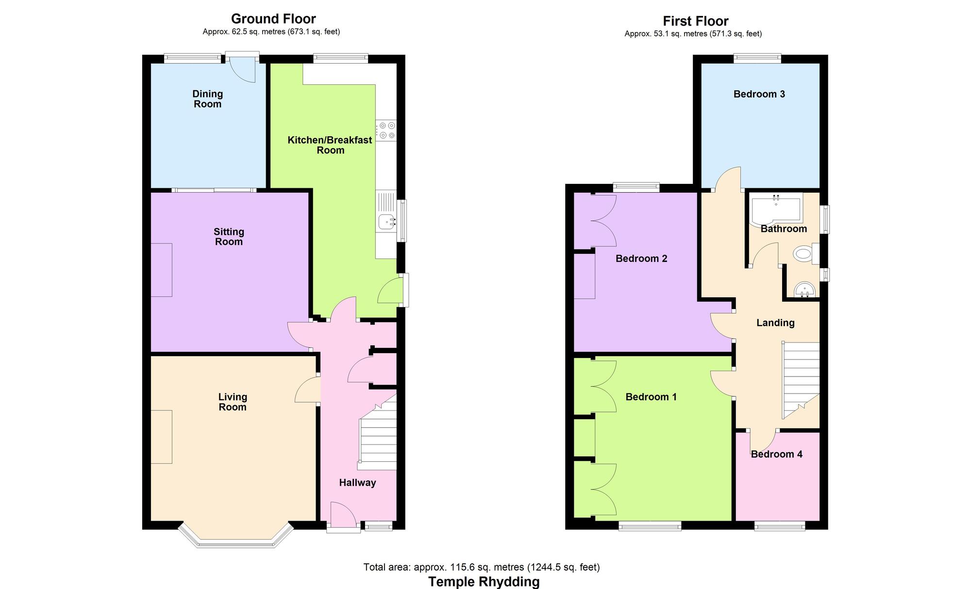 Floorplan of 4 bedroom End Terrace House for sale, Temple Rhydding Drive, Baildon, West Yorkshire, BD17