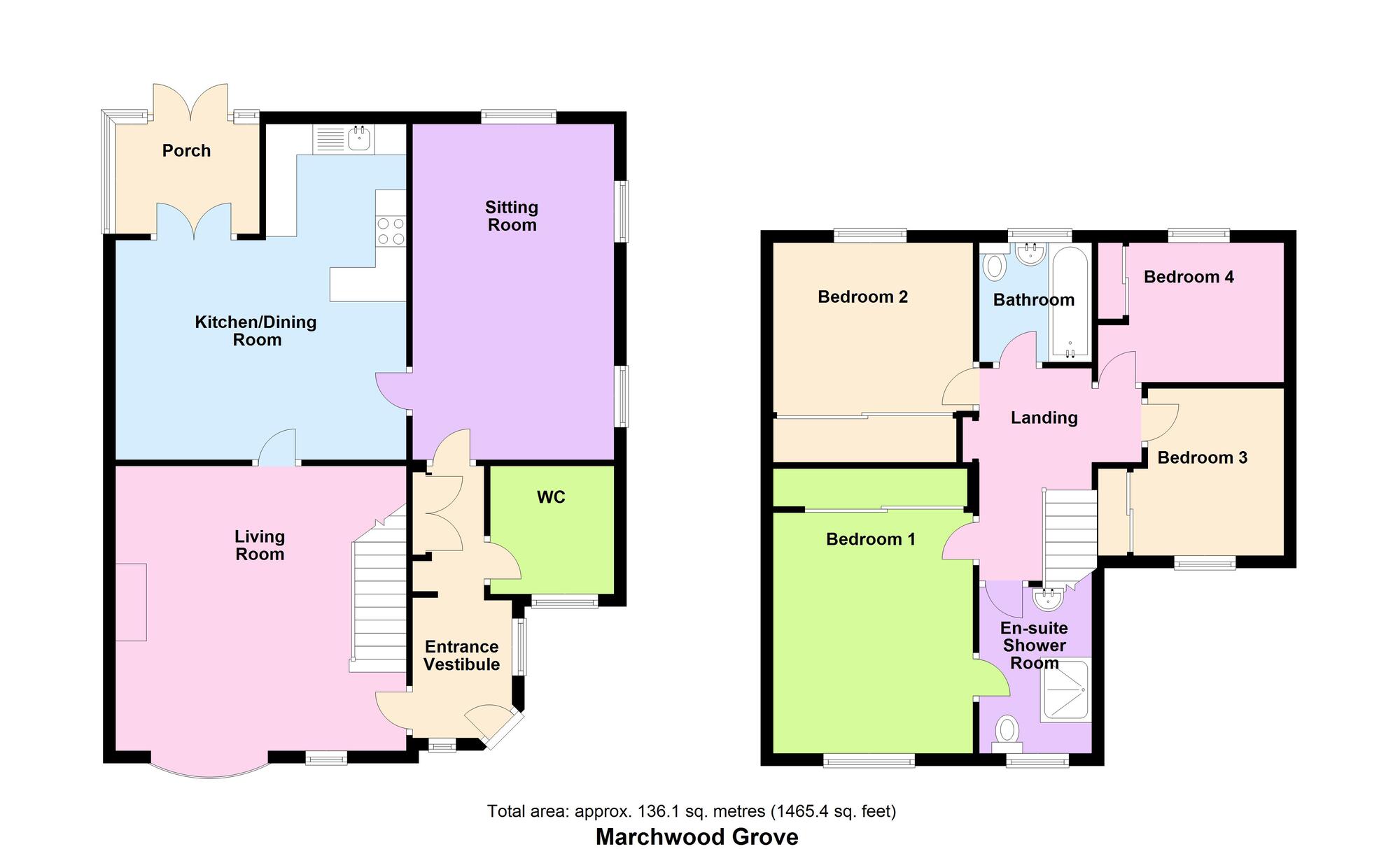 Floorplan of 4 bedroom Semi Detached House for sale, Marchwood Grove, Clayton, West Yorkshire, BD14