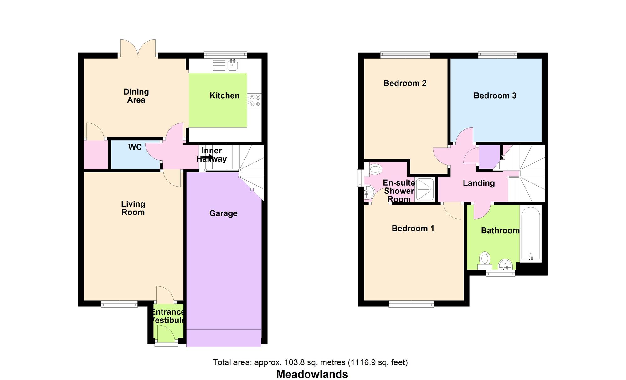 Floorplan of 3 bedroom Detached House for sale, Meadowlands, Allerton, West Yorkshire, BD15