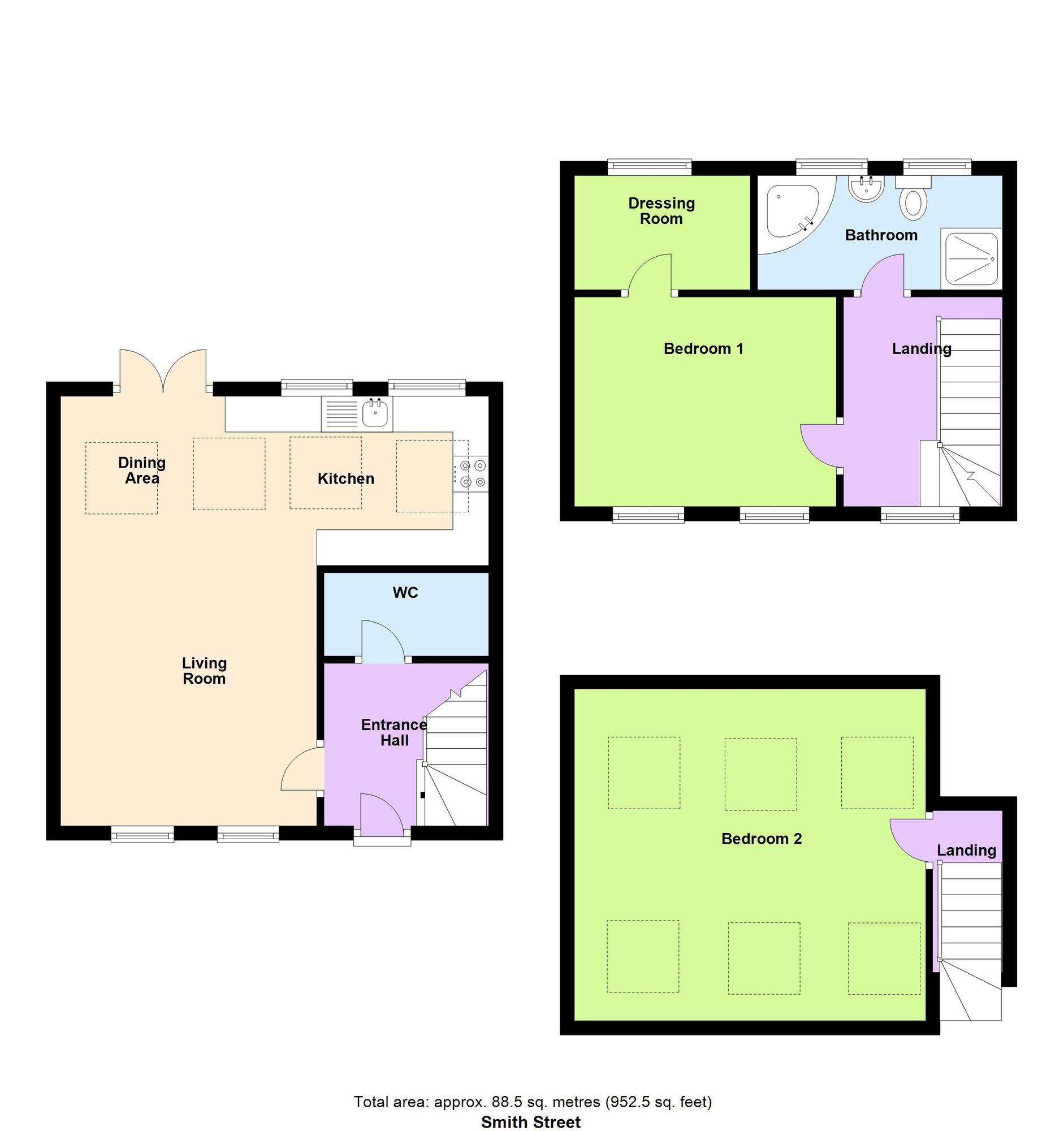 Floorplan of 2 bedroom Semi Detached House for sale, Smith Street, Cottingley, West Yorkshire, BD16