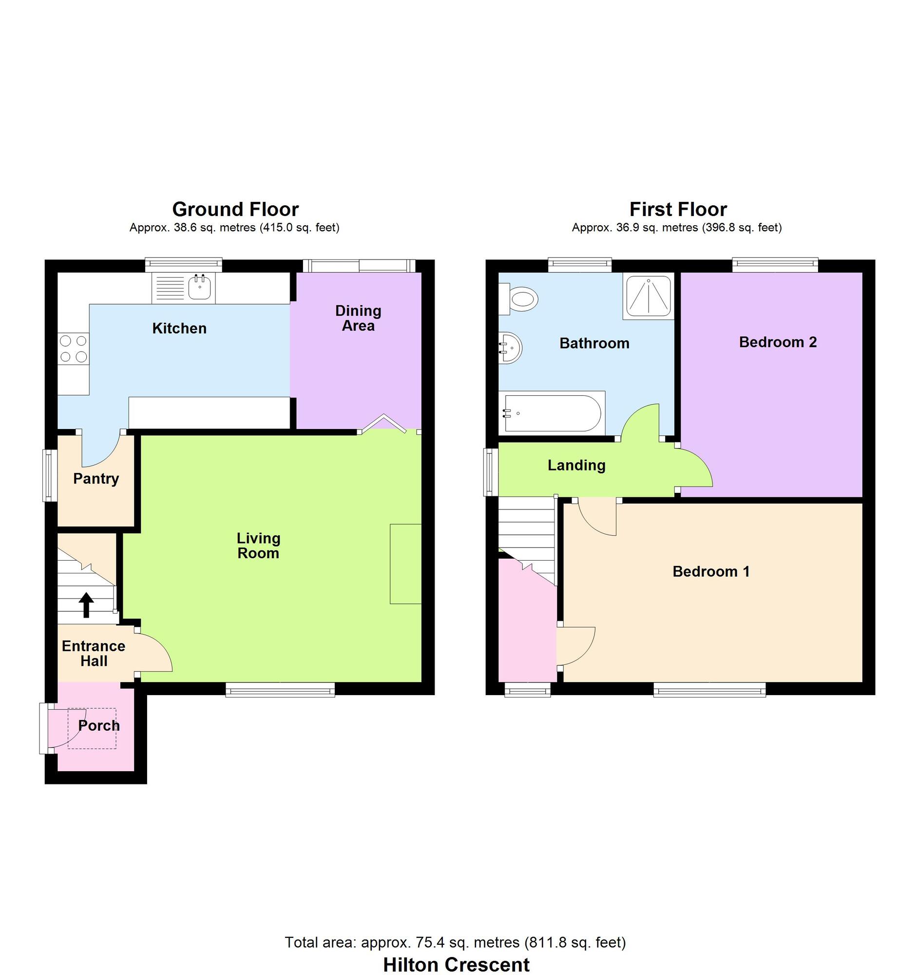 Floorplan of 2 bedroom Semi Detached House for sale, Hilton Crescent, Baildon, West Yorkshire, BD17