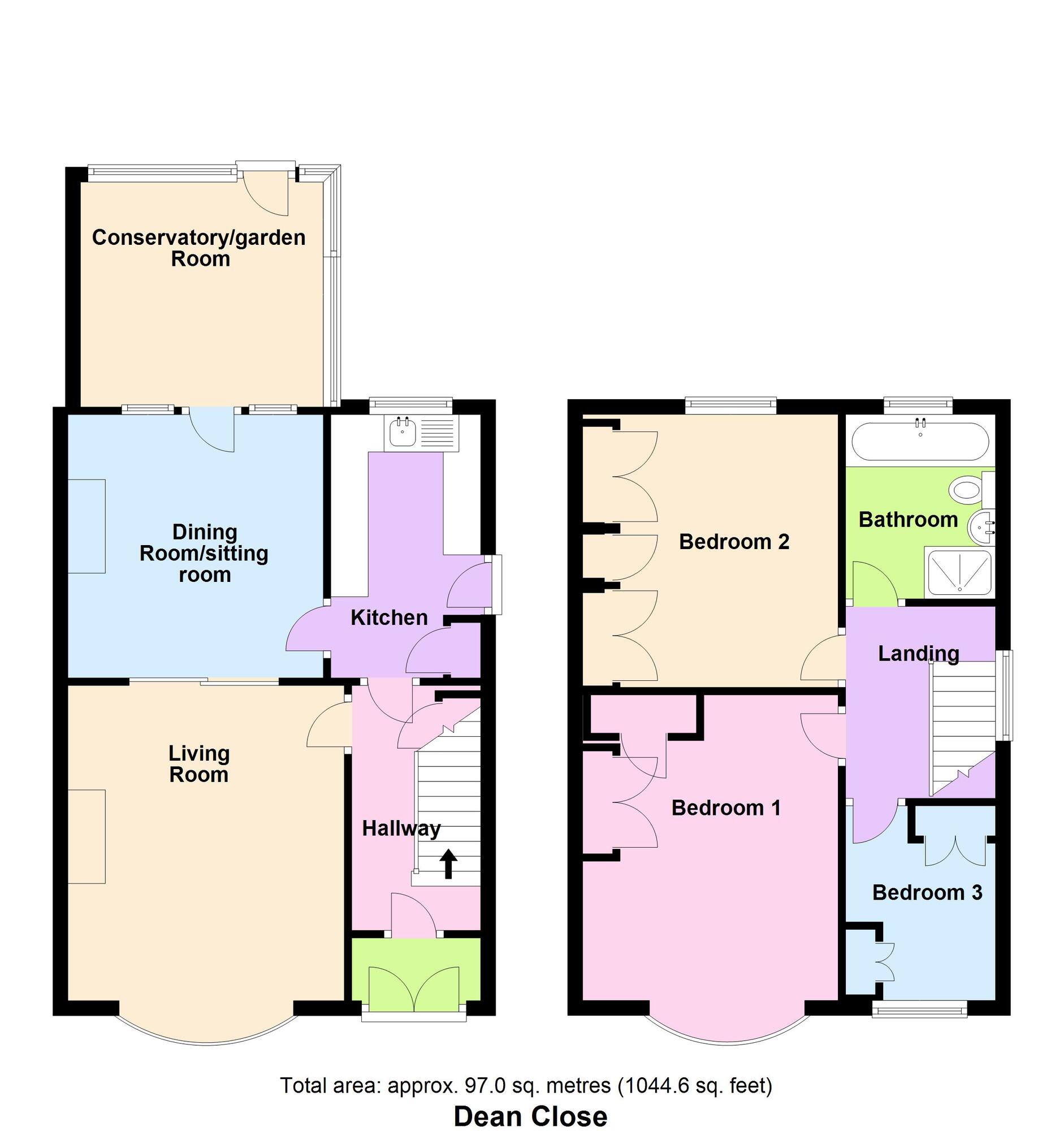 Floorplan of 3 bedroom Semi Detached House for sale, Dean Close, Bradford, West Yorkshire, BD8