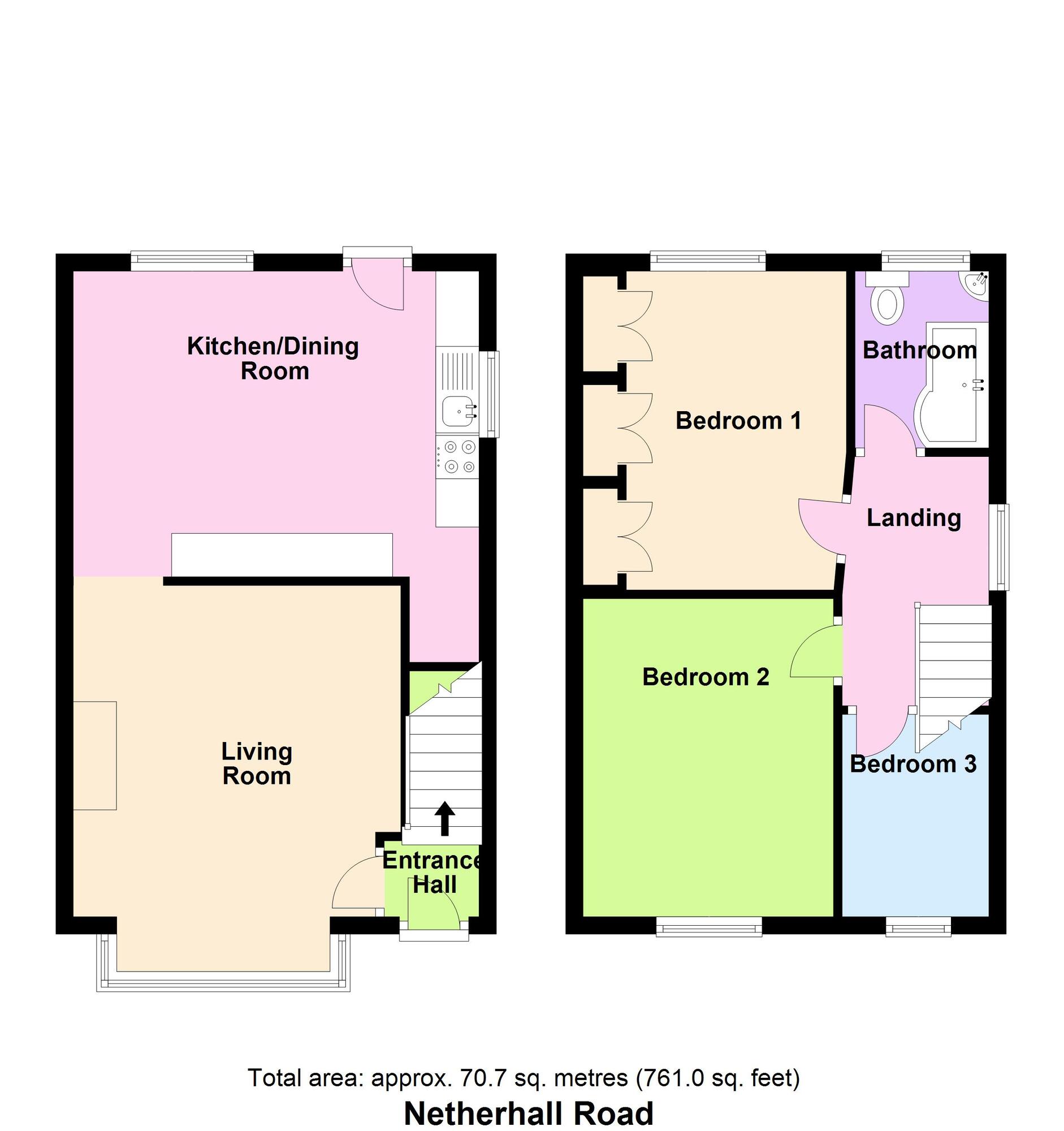 Floorplan of 3 bedroom Semi Detached House for sale, Netherhall Road, Baildon, West Yorkshire, BD17