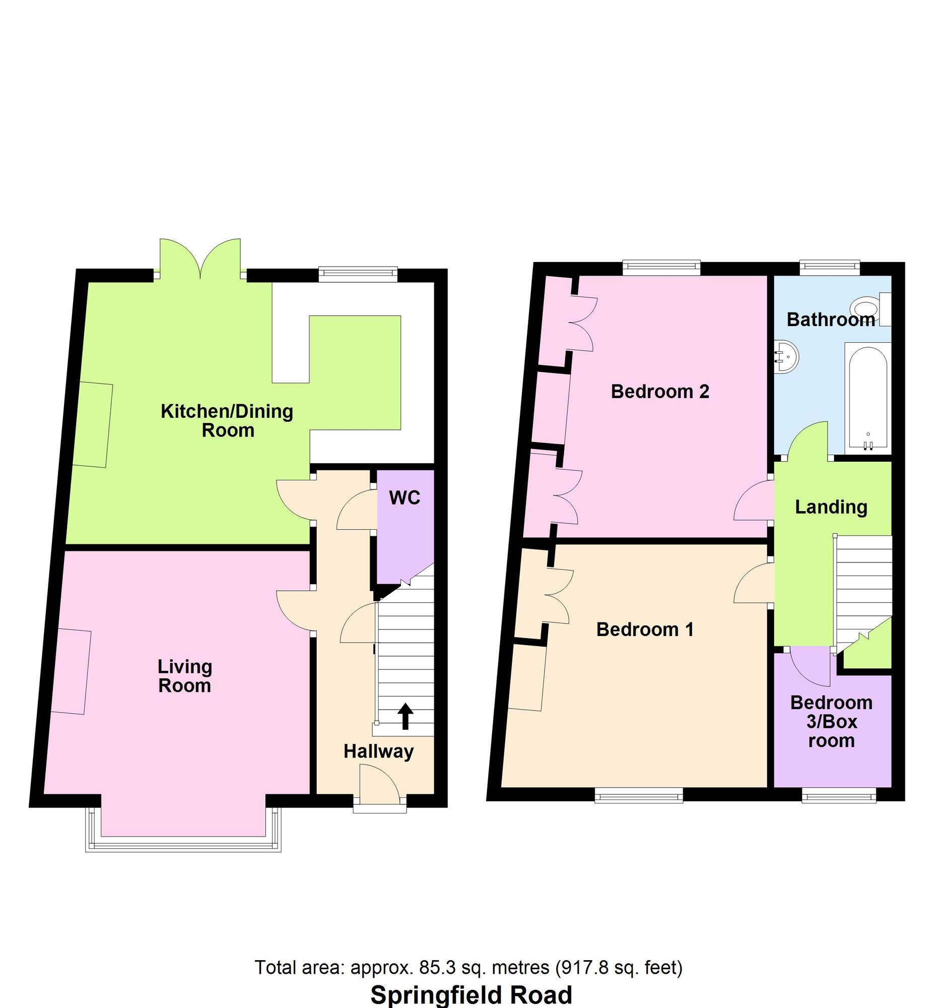 Floorplan of 3 bedroom Mid Terrace House for sale, Springfield Road, Baildon, West Yorkshire, BD17