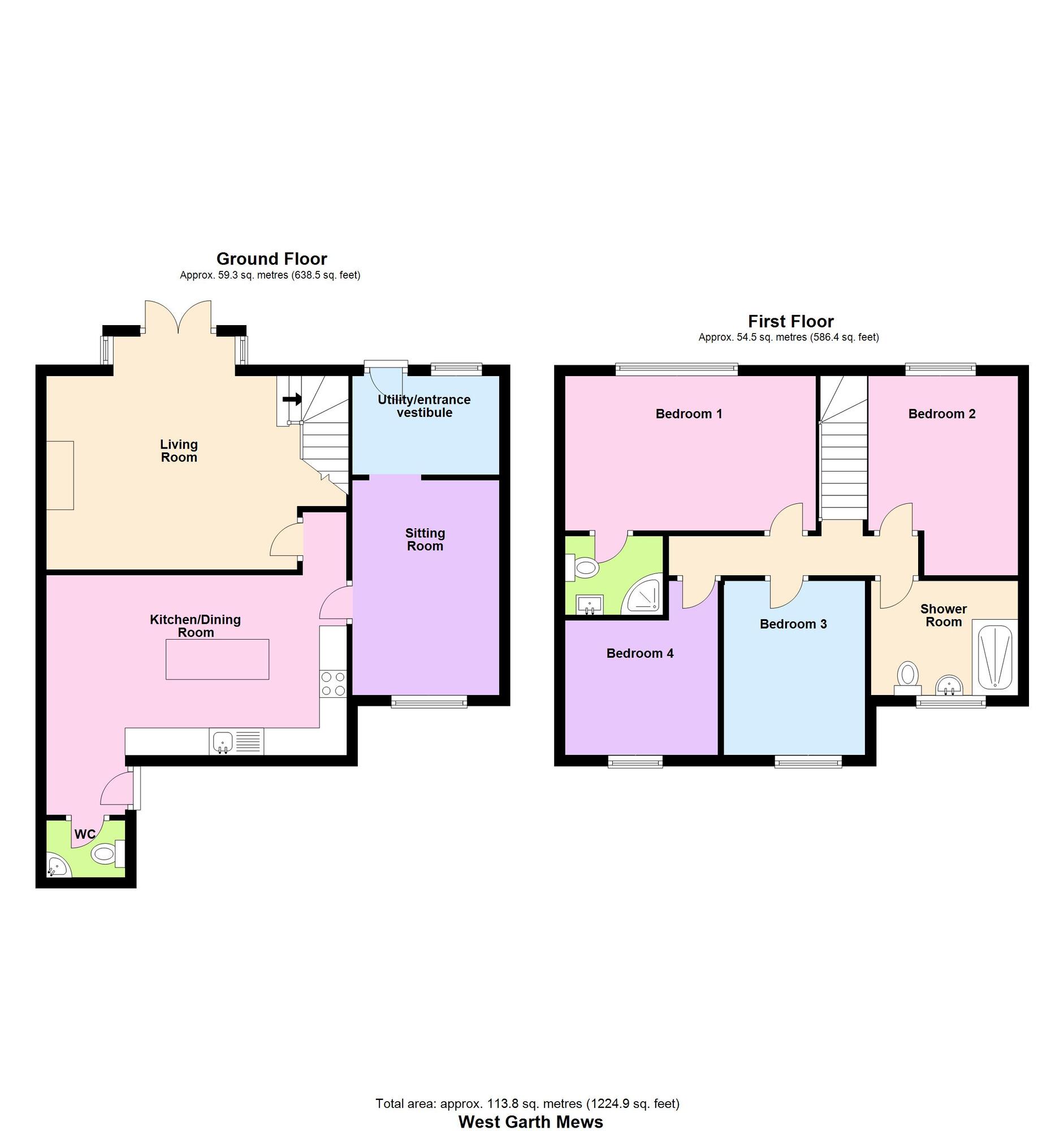 Floorplan of 4 bedroom End Terrace House for sale, West Garth Mews, Baildon, West Yorkshire, BD17