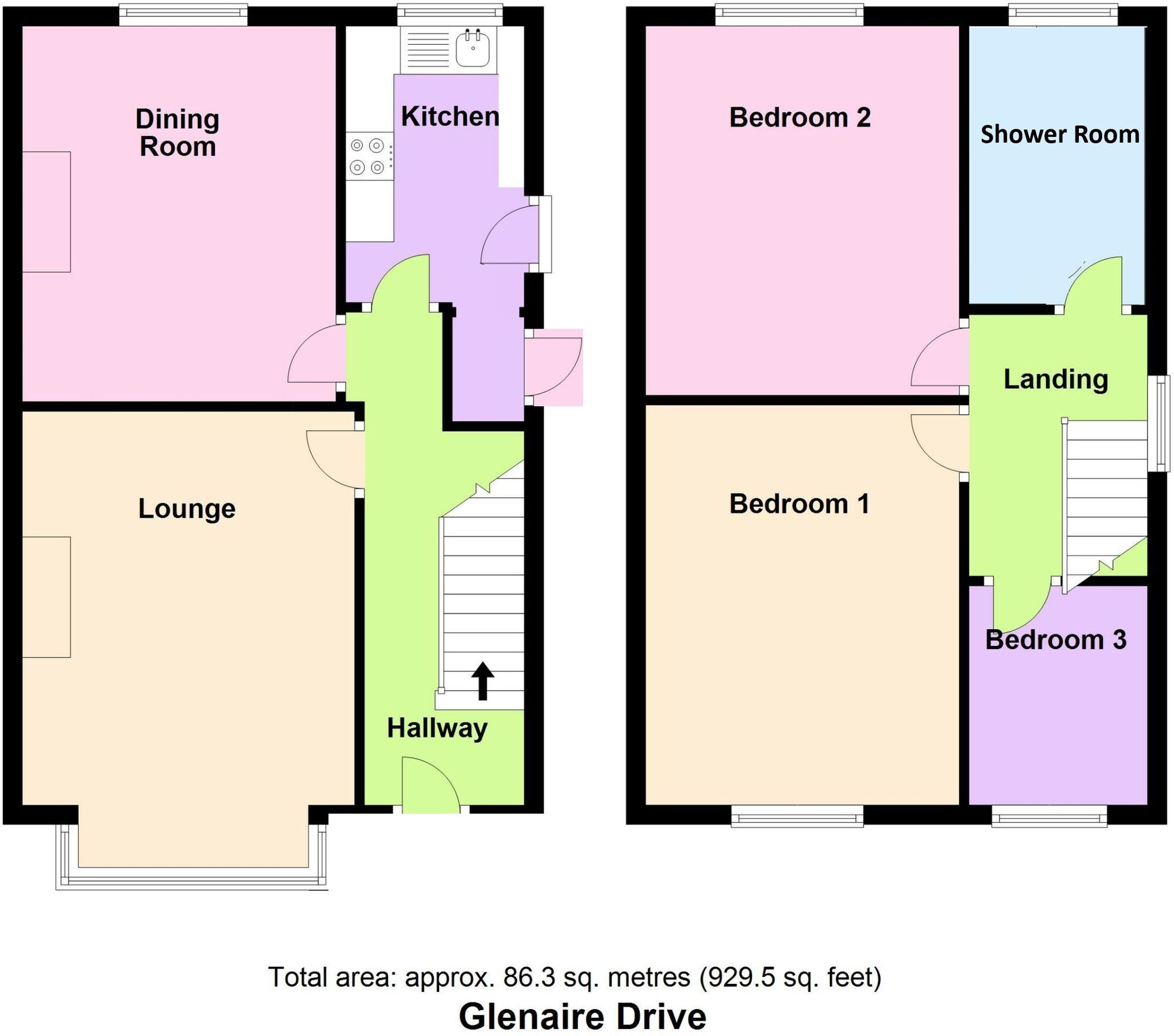 Floorplan of 3 bedroom Semi Detached House for sale, Glenaire Drive, Baildon, West Yorkshire, BD17