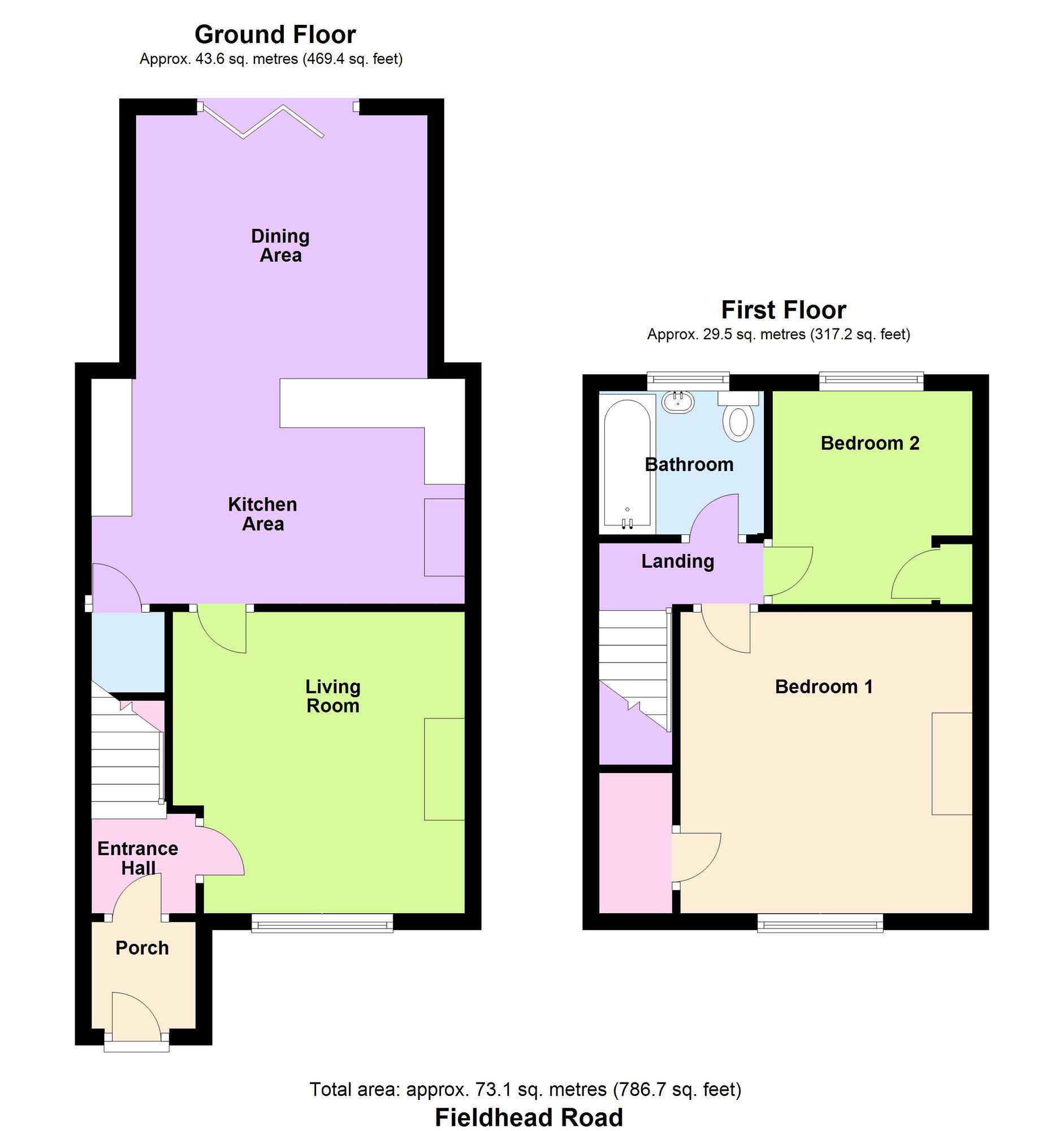 Floorplan of 2 bedroom Mid Terrace House for sale, Fieldhead Road, Guiseley, West Yorkshire, LS20