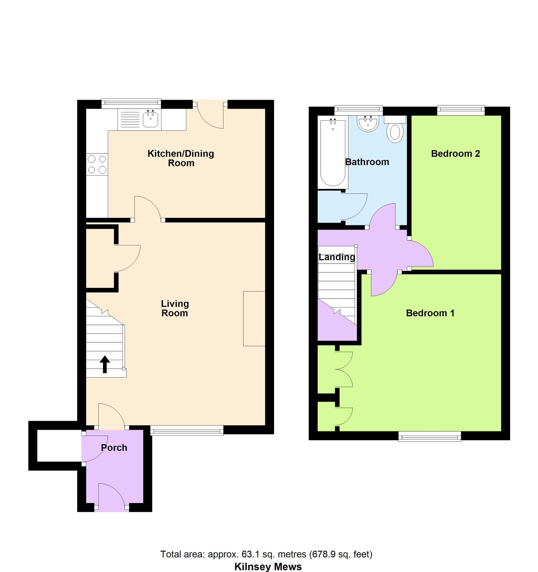 Floorplan of 2 bedroom End Terrace House for sale, Kilnsey Mews, West Lane, Shipley, BD17