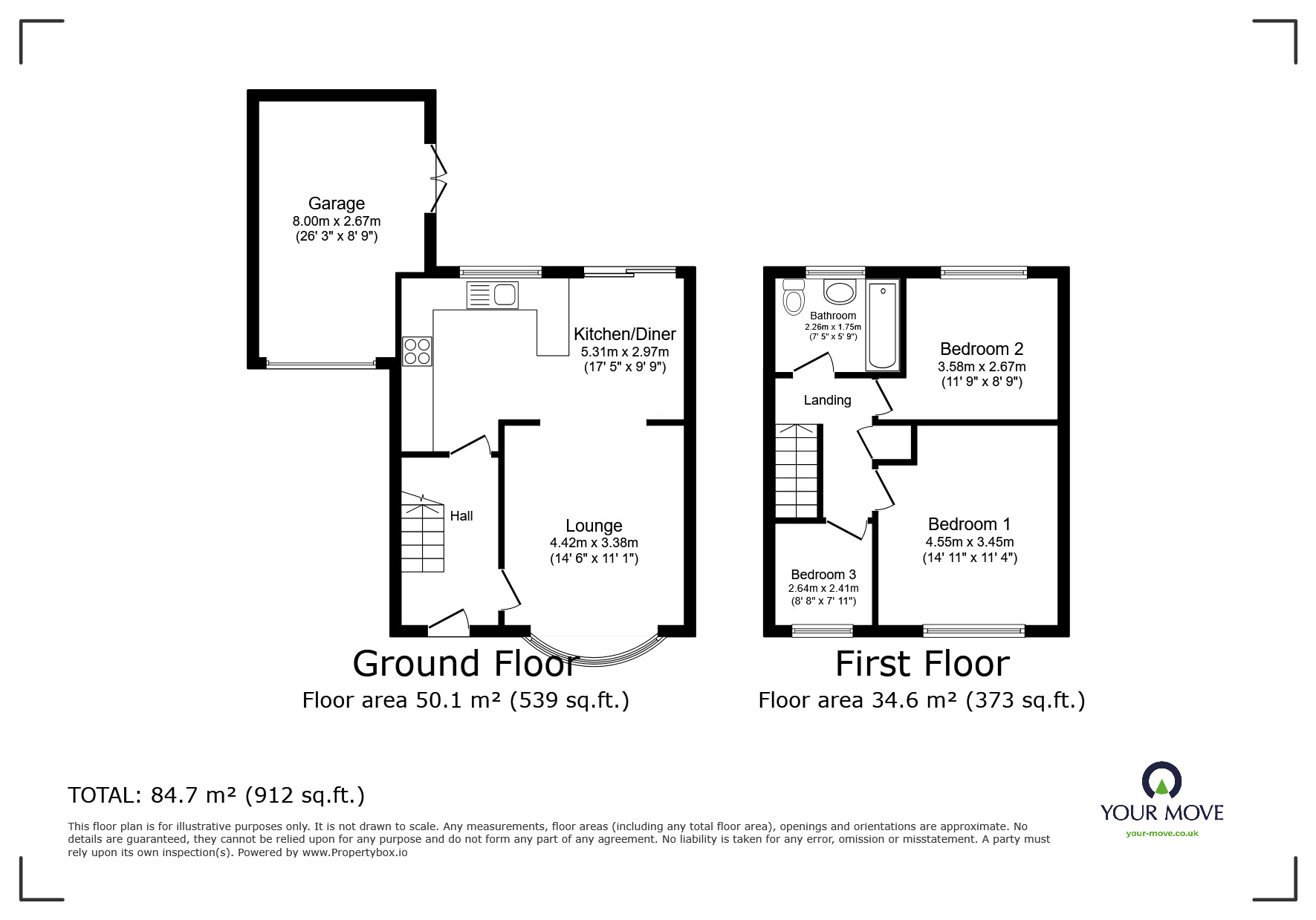 Floorplan of 3 bedroom Semi Detached House for sale, Greenfields, Whetstone, Leicestershire, LE8