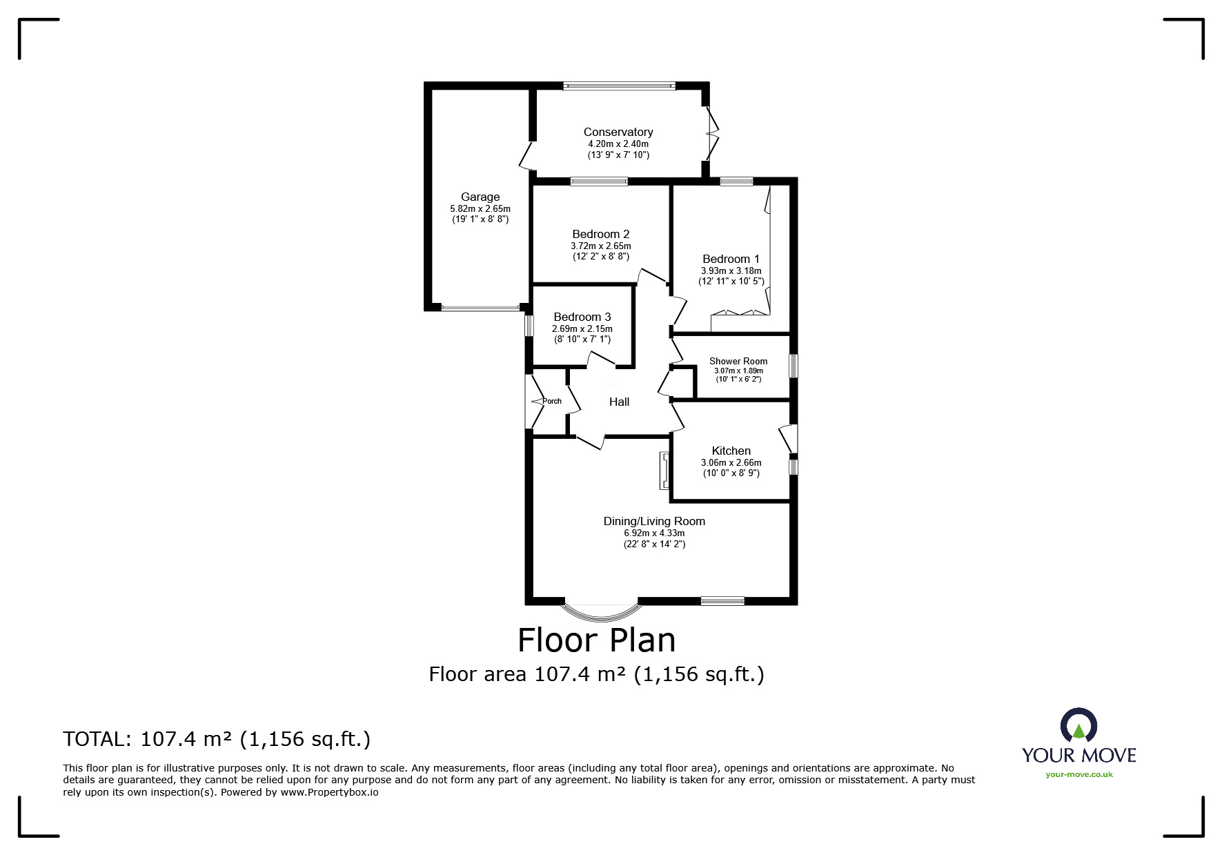 Floorplan of 3 bedroom Detached Bungalow for sale, Brookes Avenue, Croft, Leicestershire, LE9