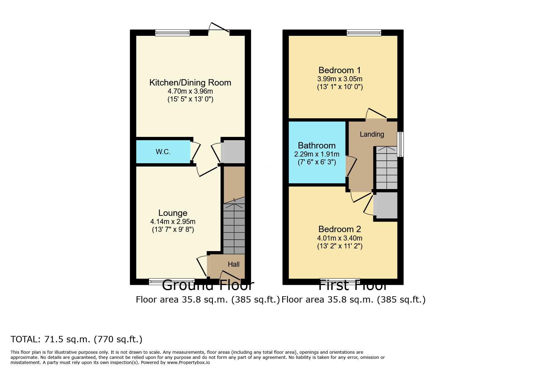 Floorplan of 2 bedroom Semi Detached House for sale, Chamberlain Close, Kibworth Beauchamp, Leicestershire, LE8