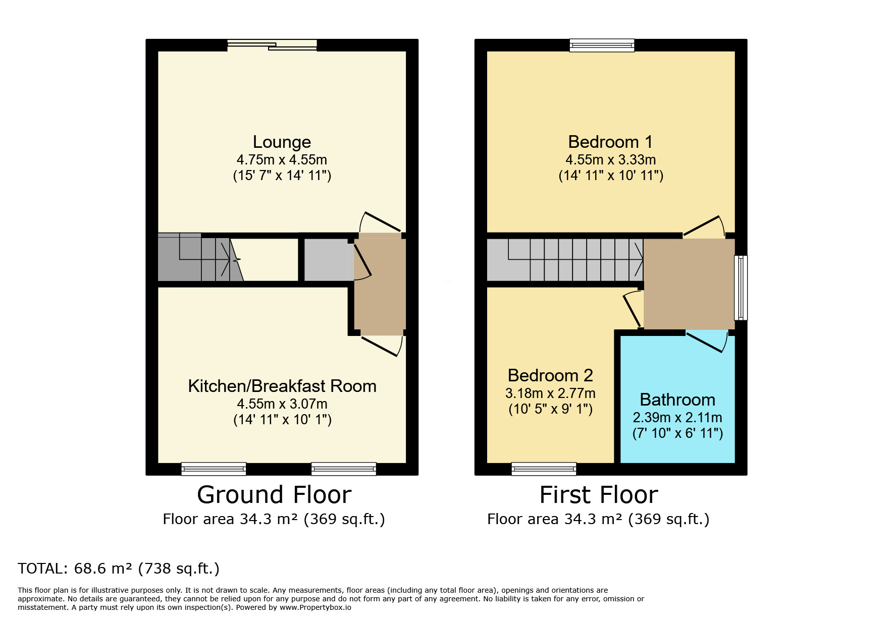 Floorplan of 2 bedroom Semi Detached House for sale, Westleigh Road, Glen Parva, Leicestershire, LE2