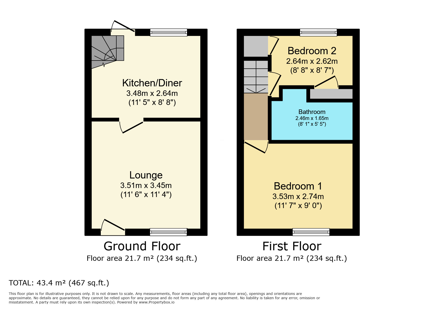 Floorplan of 2 bedroom Mid Terrace House to rent, Kibworth Road, Fleckney, Leicestershire, LE8