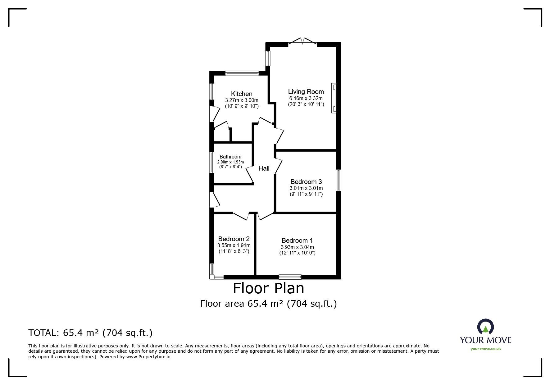 Floorplan of 3 bedroom Detached Bungalow for sale, Glen Rise, Glen Parva, Leicestershire, LE2