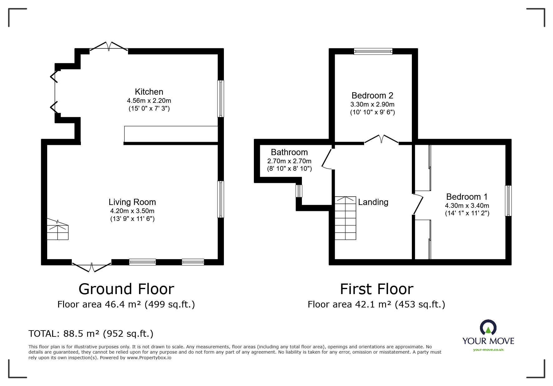 Floorplan of 2 bedroom Mid Terrace House to rent, The Green, Croft, Leicestershire, LE9