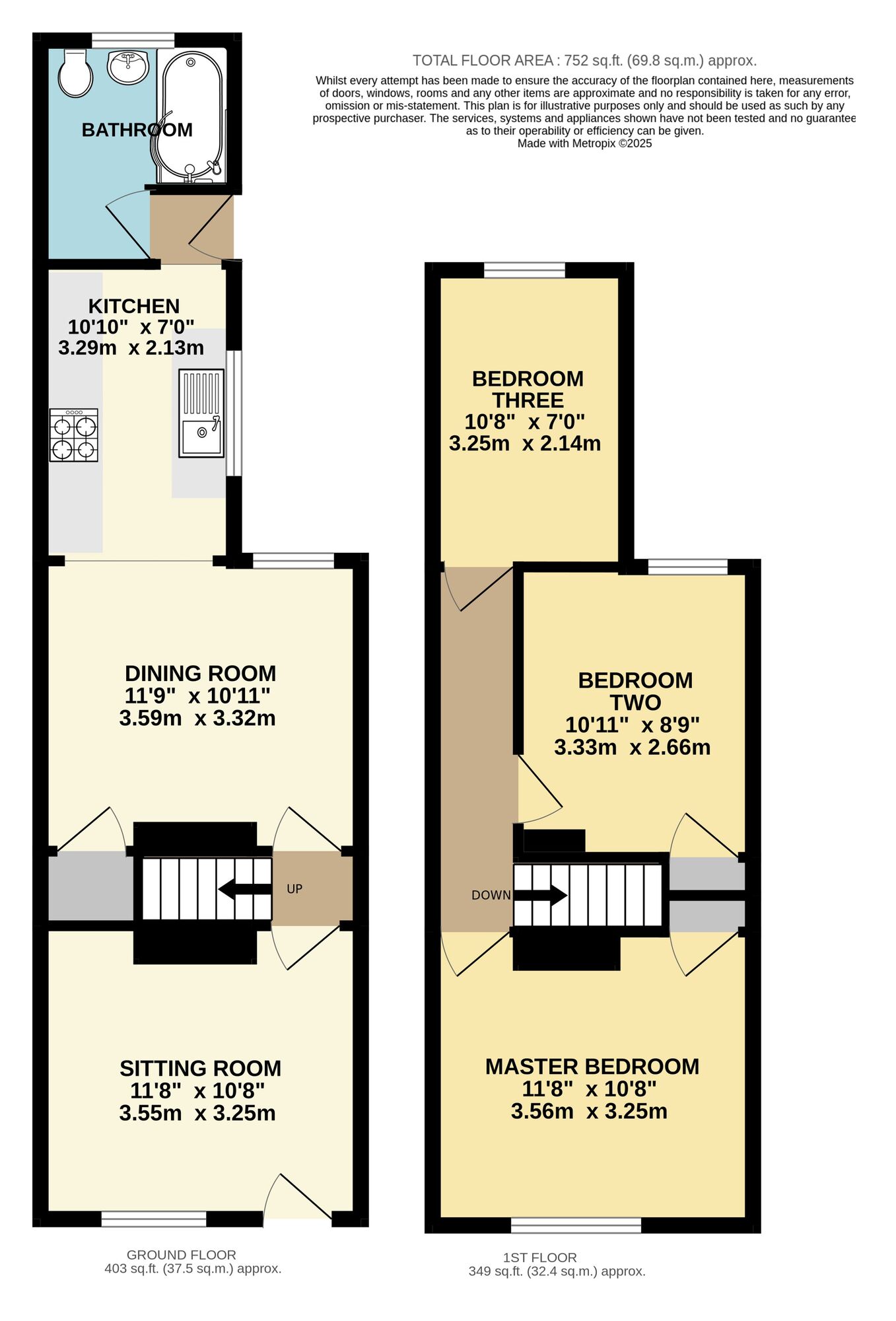 Floorplan of 3 bedroom Mid Terrace House for sale, Fredericks Road, Beccles, Suffolk, NR34