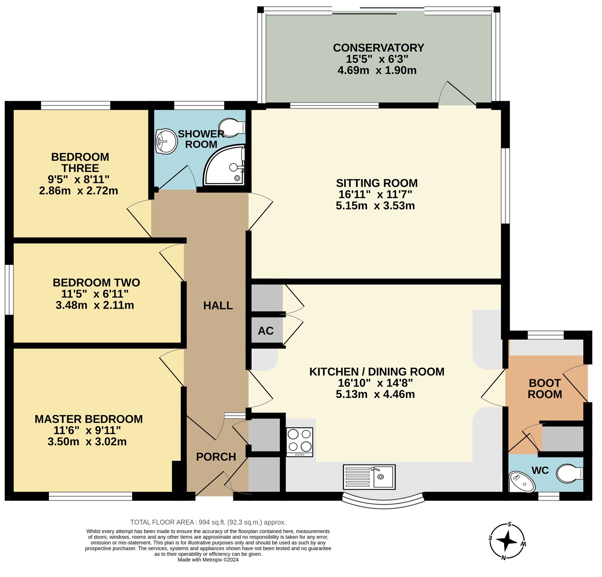 Floorplan of 3 bedroom Detached Bungalow for sale, Ellough Road, Beccles, Suffolk, NR34