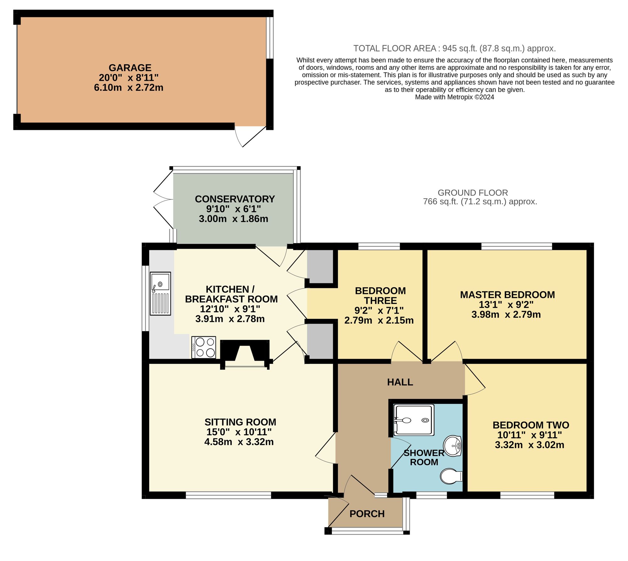 Floorplan of 3 bedroom Semi Detached Bungalow for sale, The Street, Gillingham, Norfolk, NR34