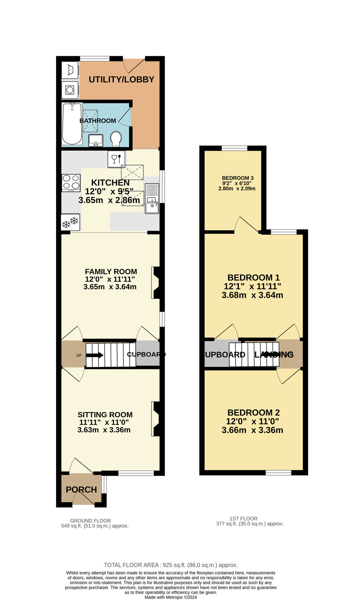 Floorplan of 3 bedroom End Terrace House for sale, Pound Road, Suffolk, NR34