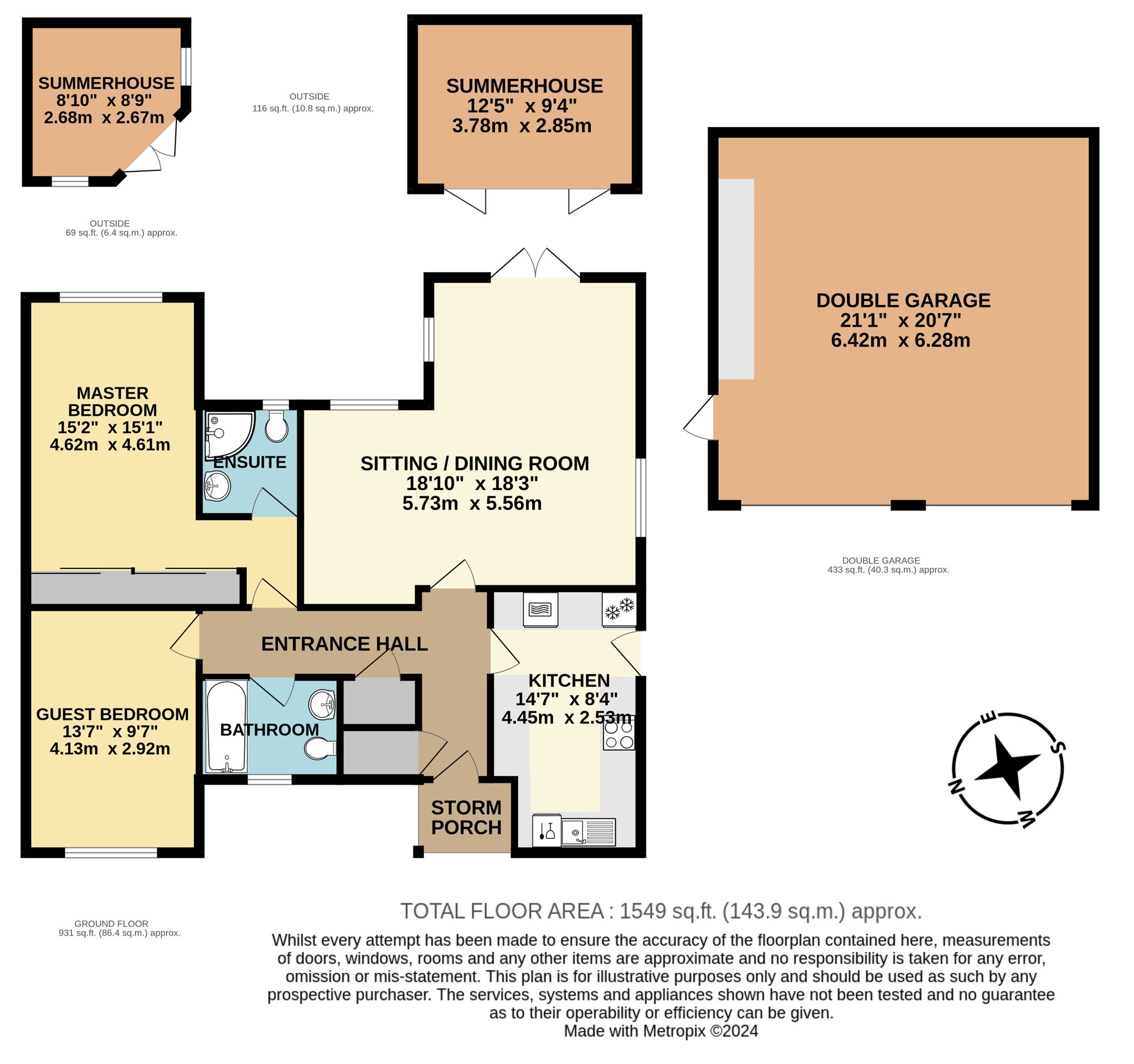 Floorplan of 2 bedroom Detached Bungalow for sale, Blacksmiths Gardens, Thurlton, Norfolk, NR14