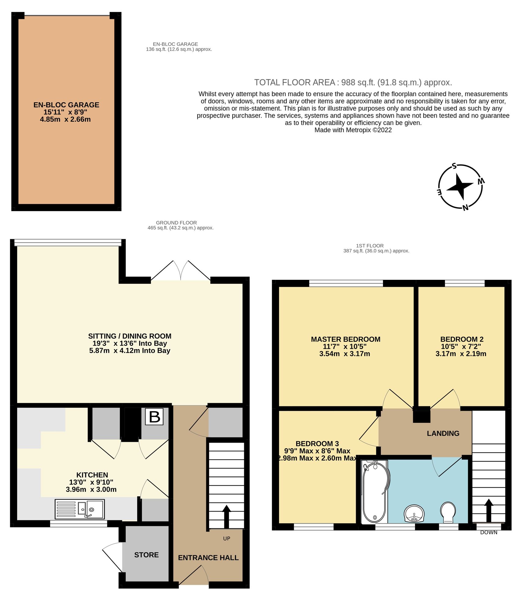 Floorplan of 3 bedroom Semi Detached House for sale, Yarmouth Road, Hales, Norfolk, NR14