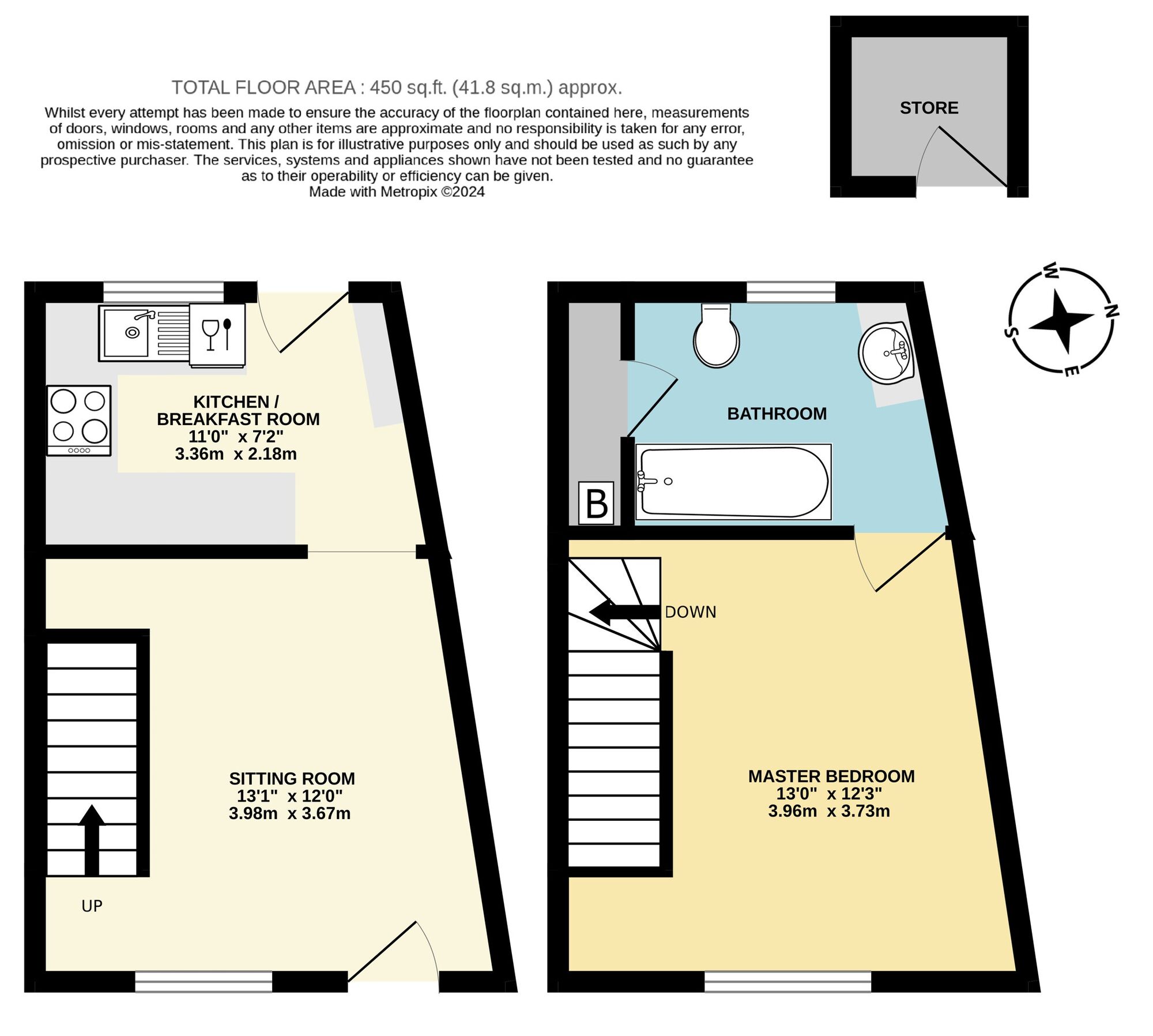 Floorplan of 1 bedroom Mid Terrace Property to rent, Newgate, Beccles, Suffolk, NR34