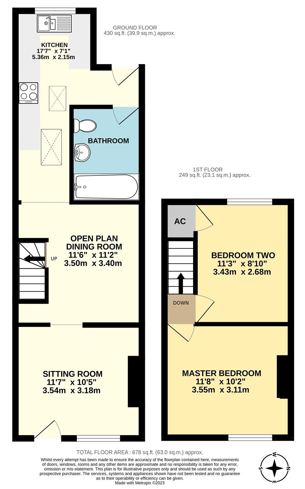 Floorplan of 2 bedroom Mid Terrace House to rent, Ladys Meadow, Beccles, Suffolk, NR34