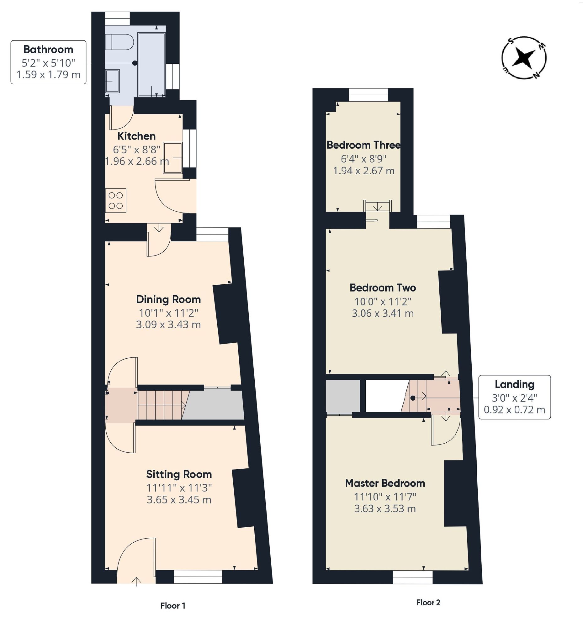 Floorplan of 3 bedroom Mid Terrace House for sale, St. Georges Road, Beccles, Suffolk, NR34