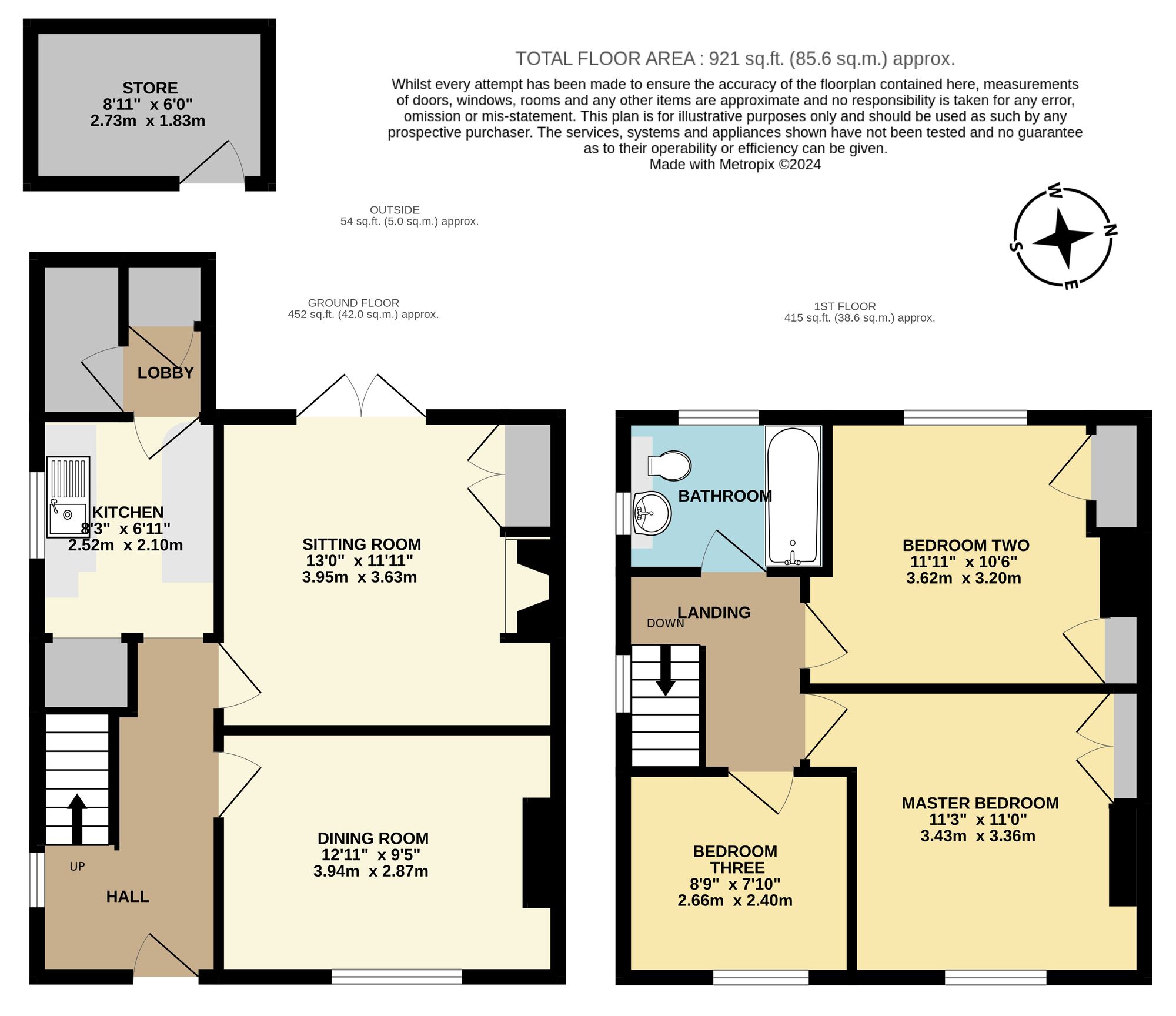 Floorplan of 3 bedroom Semi Detached House for sale, Pleasant Place, Beccles, Suffolk, NR34