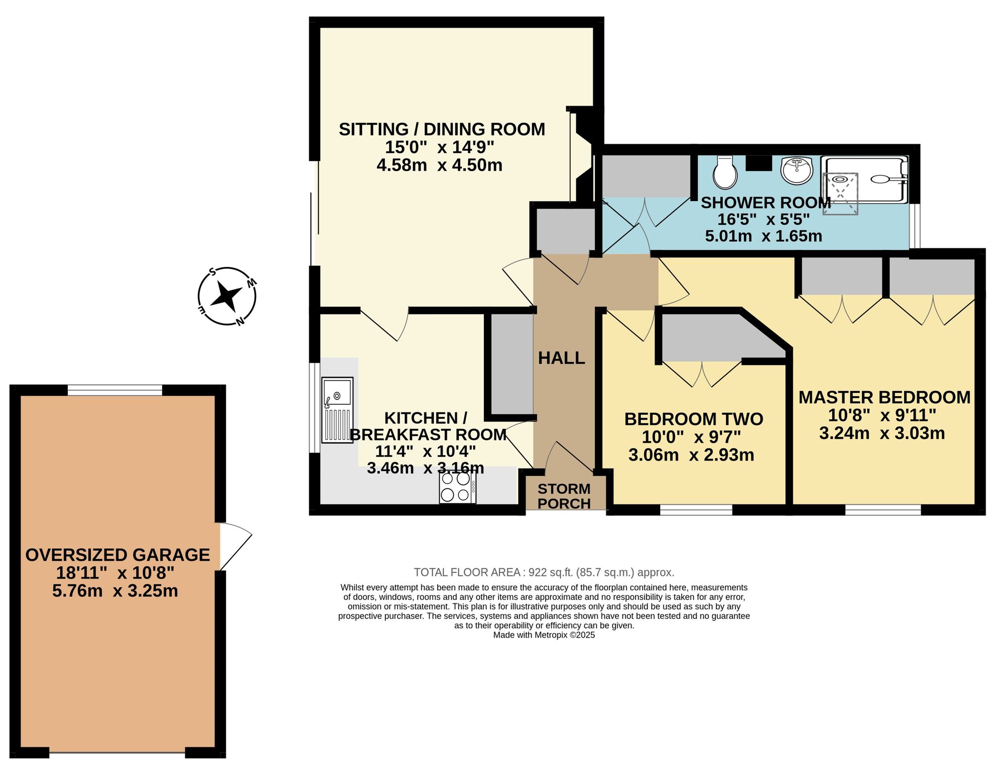 Floorplan of 2 bedroom Link Detached Bungalow for sale, Pits Lane, Chedgrave, Norfolk, NR14